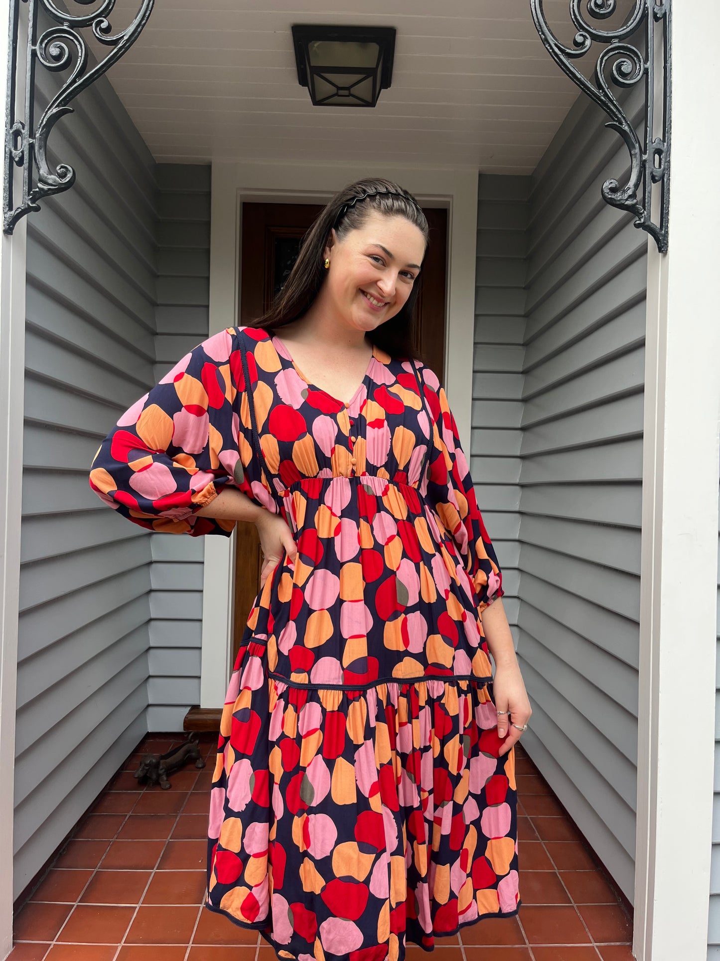 Polka-Dot Midi Dress | Size 14