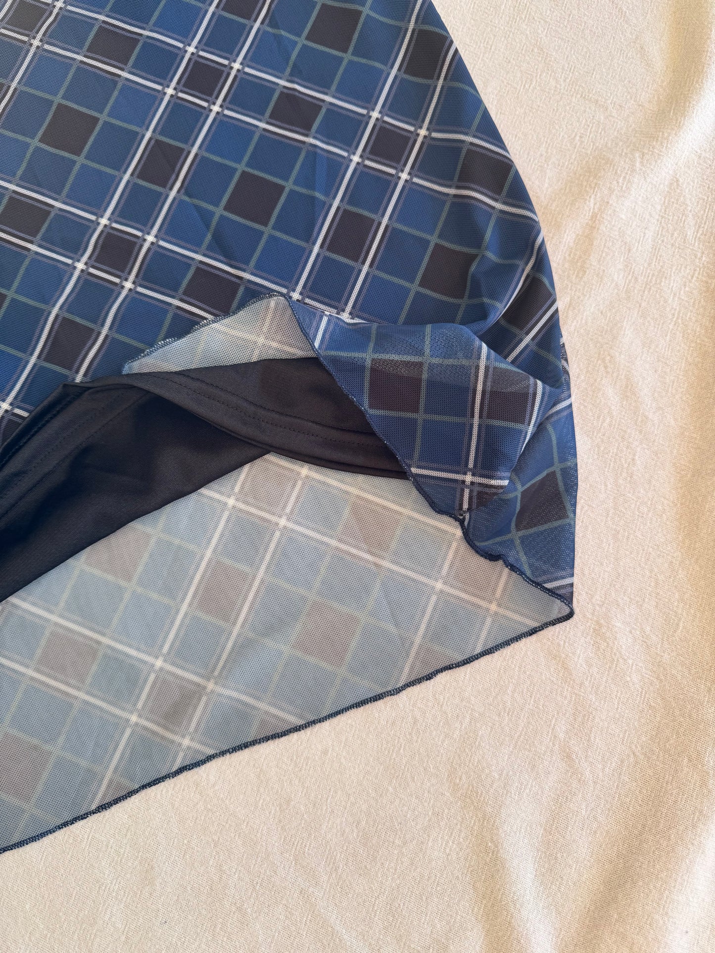 Blue Checkered Maxi Skirt | Size 6-8