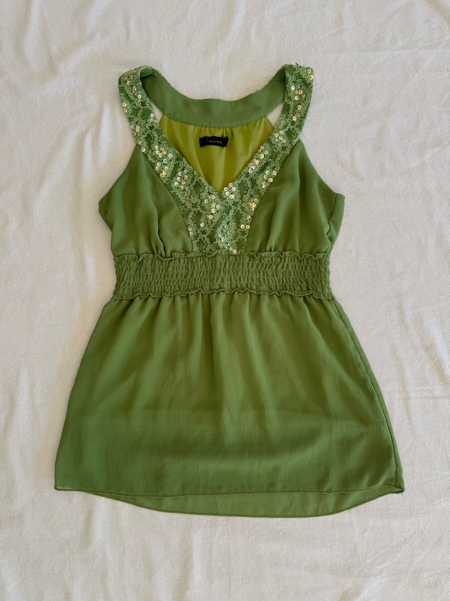 Sparkly Green Singlet | Size 8-10