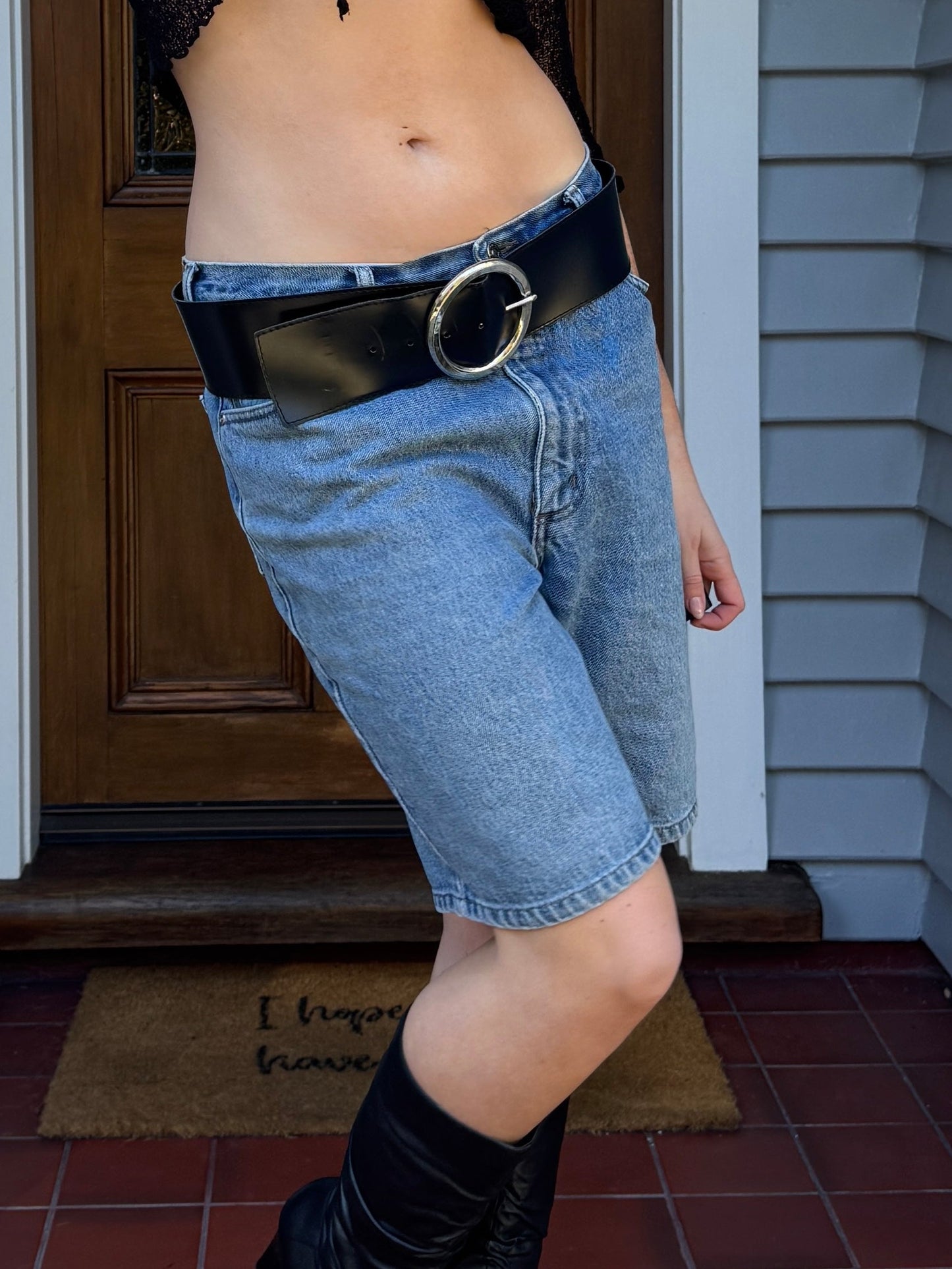 Vintage Black Belt | Size 12-14