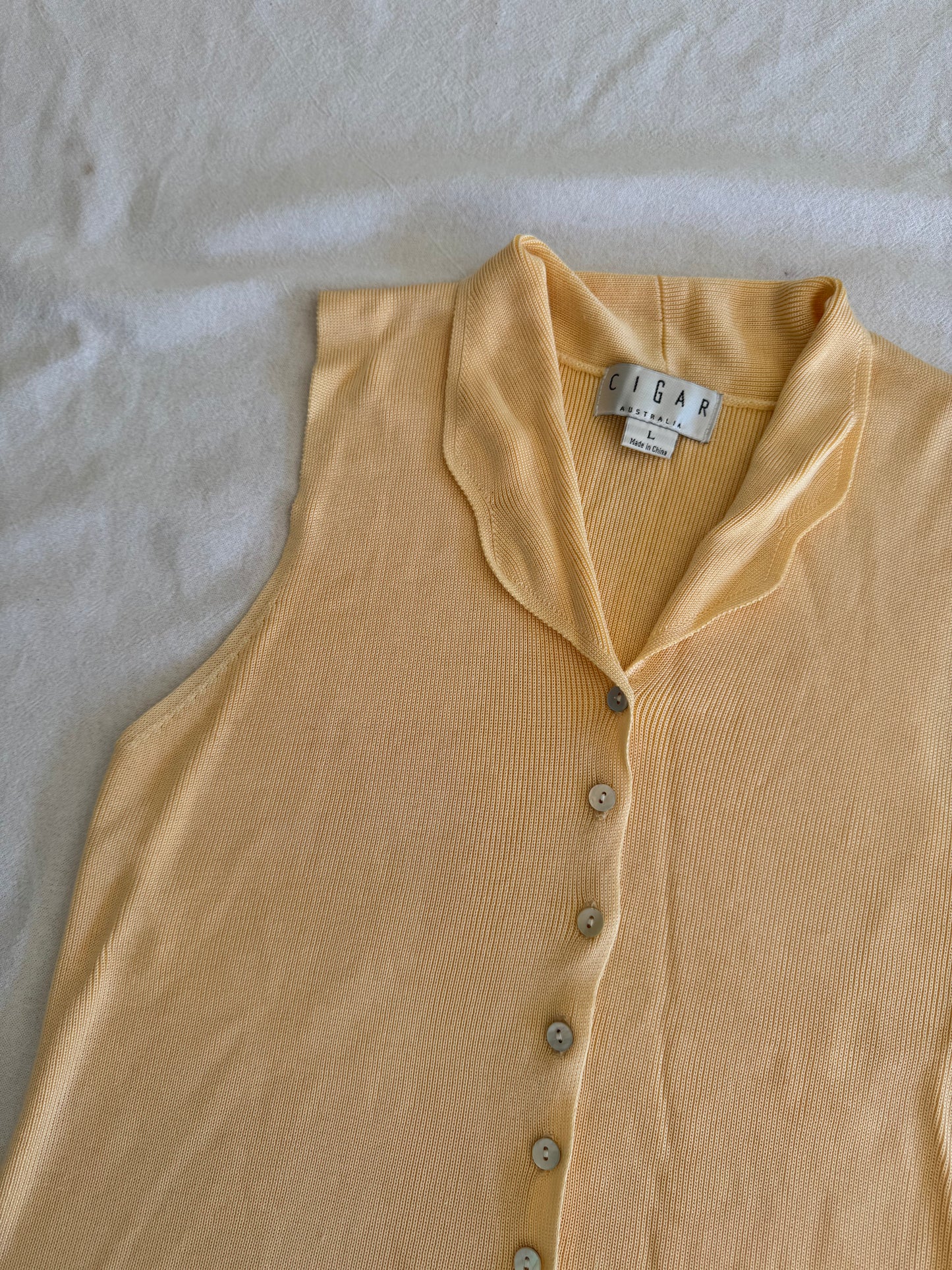 Yellow Button-Up Vest | Size L