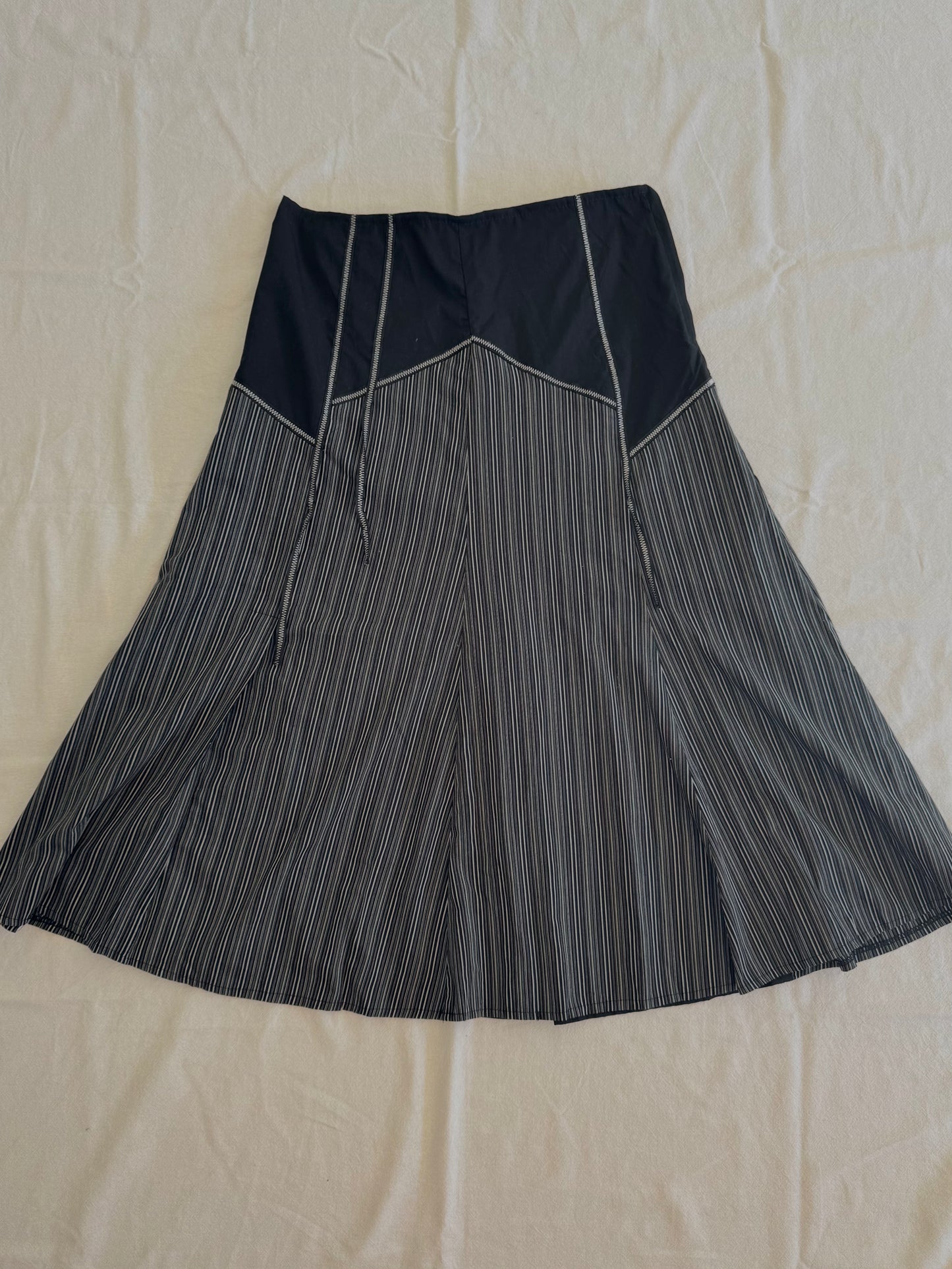 Funky Striped Midi Skirt | Size 10-12