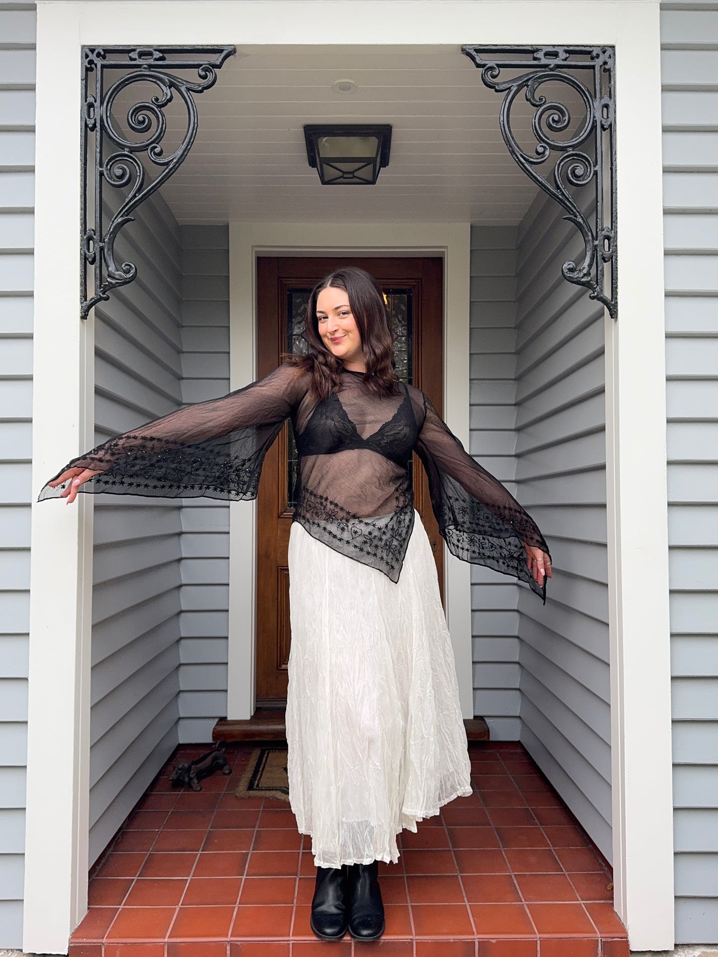 Beaded Sheer Blouse | Size M