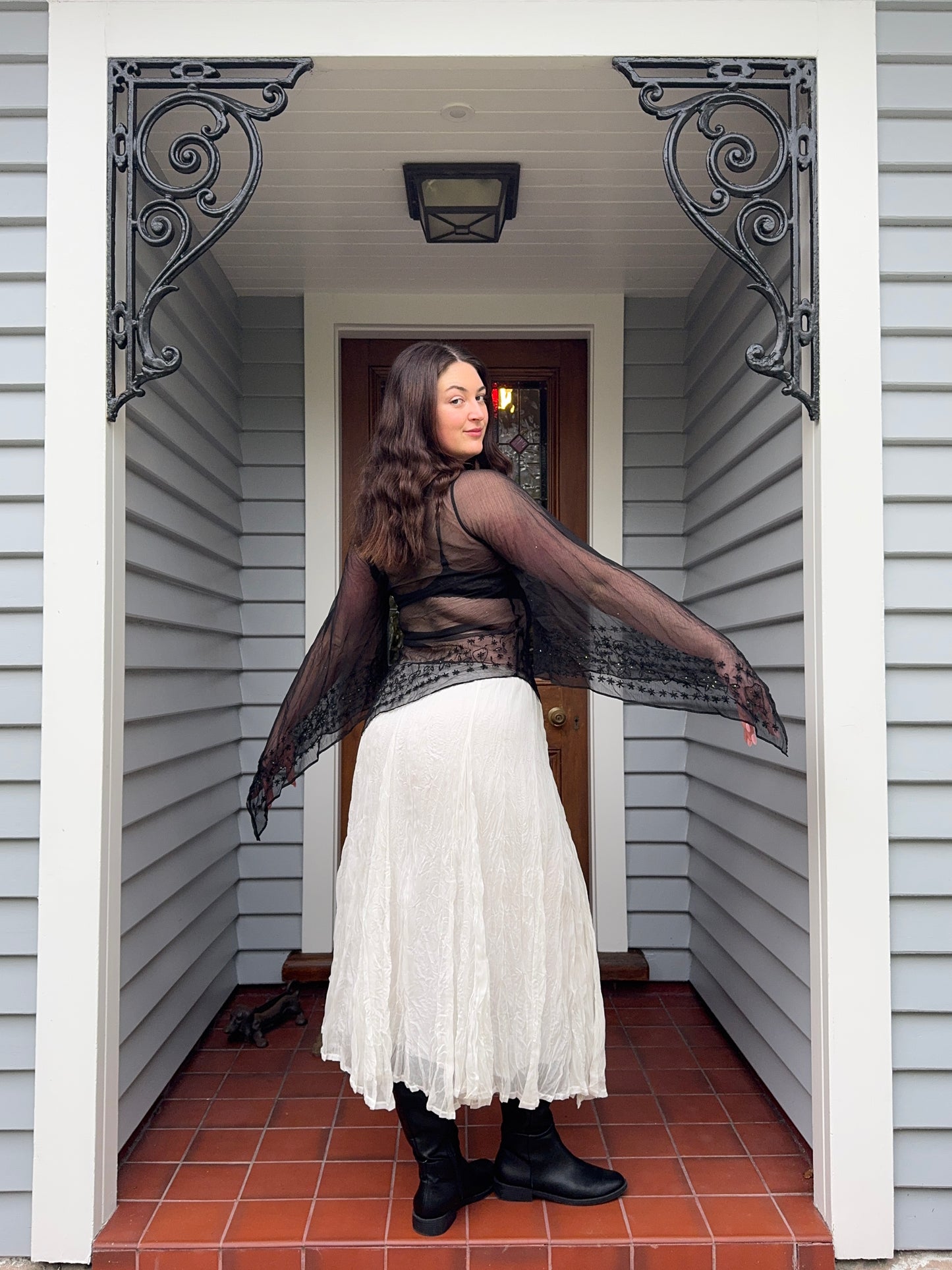 Beaded Sheer Blouse | Size M