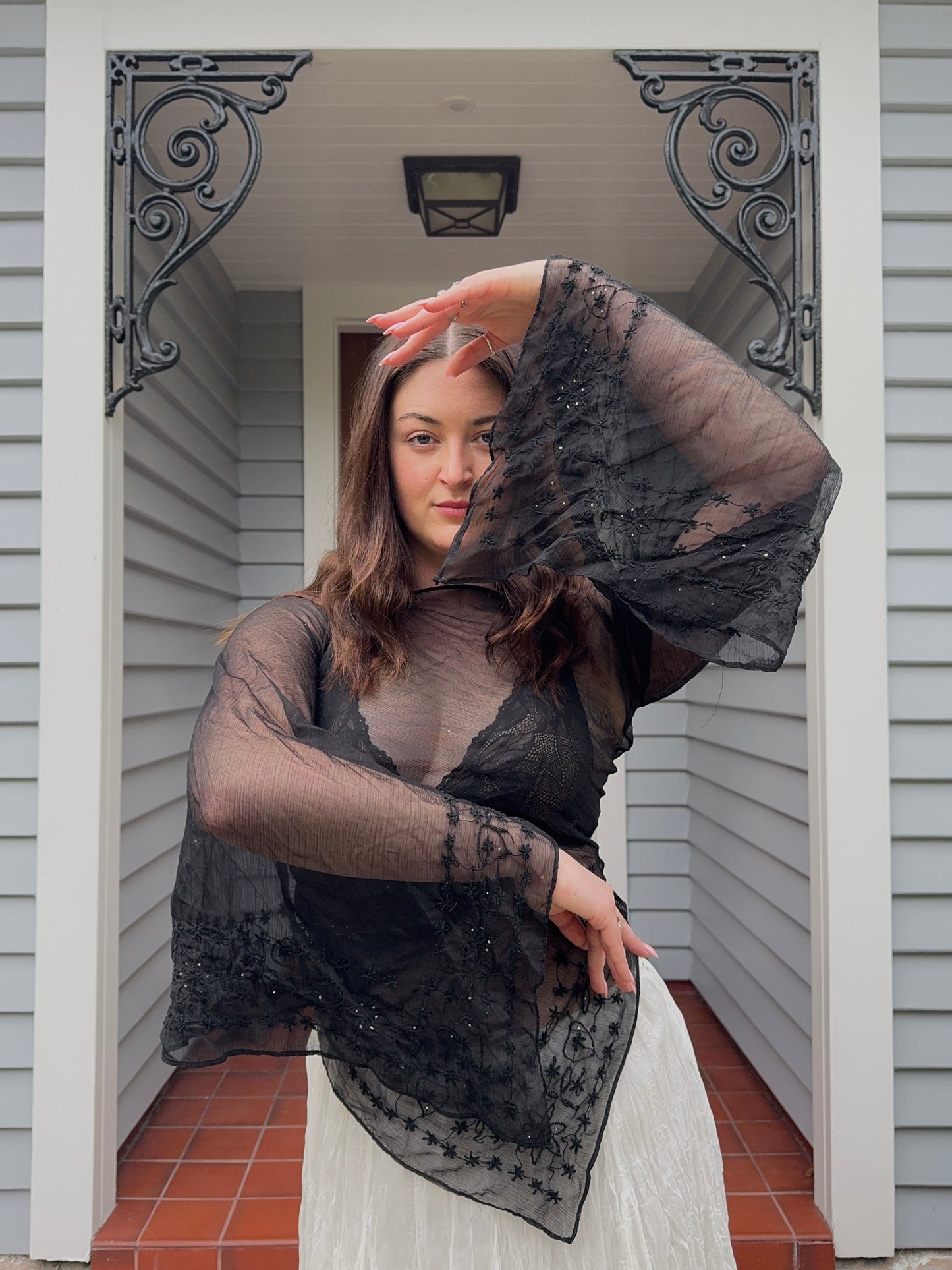 Beaded Sheer Blouse | Size M