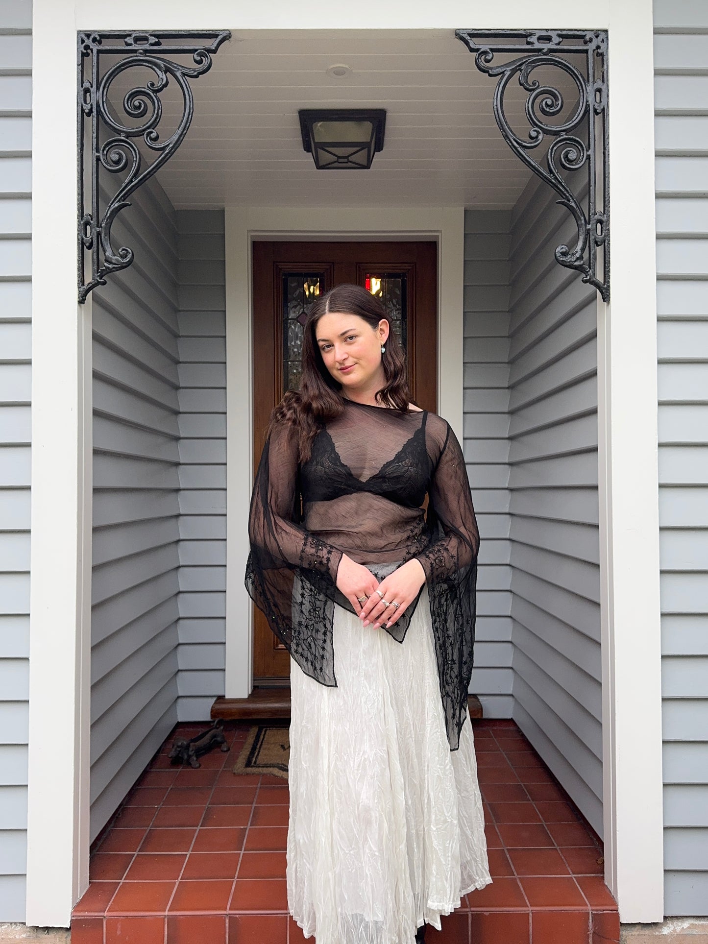 Beaded Sheer Blouse | Size M