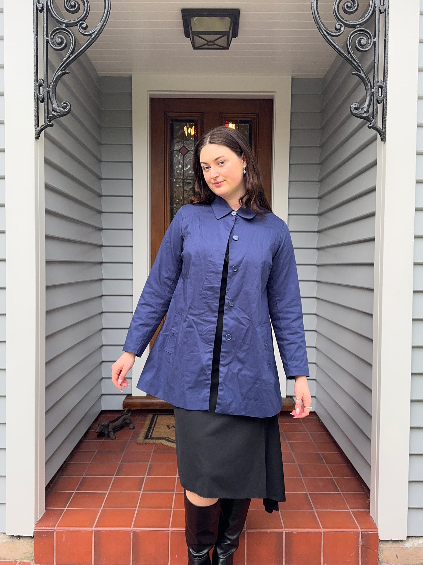 Navy Blue Trenchcoat | Size 14