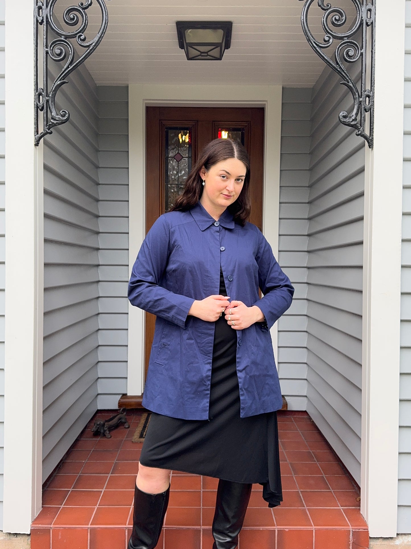 Navy Blue Trenchcoat | Size 14