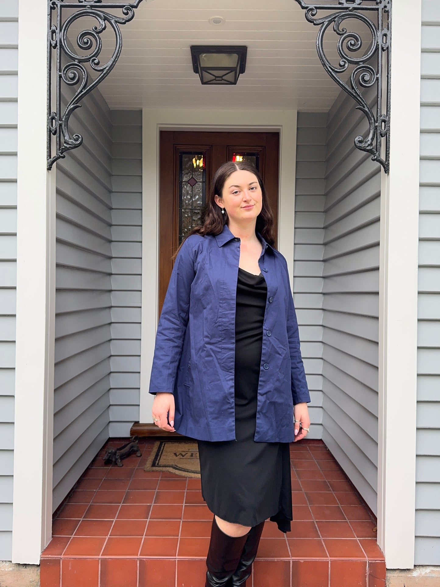 Navy Blue Trenchcoat | Size 14