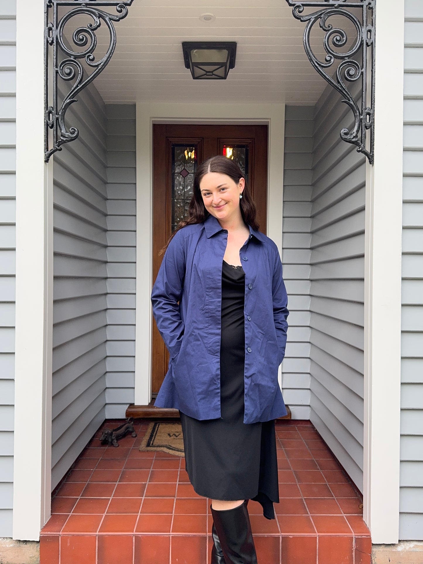 Navy Blue Trenchcoat | Size 14