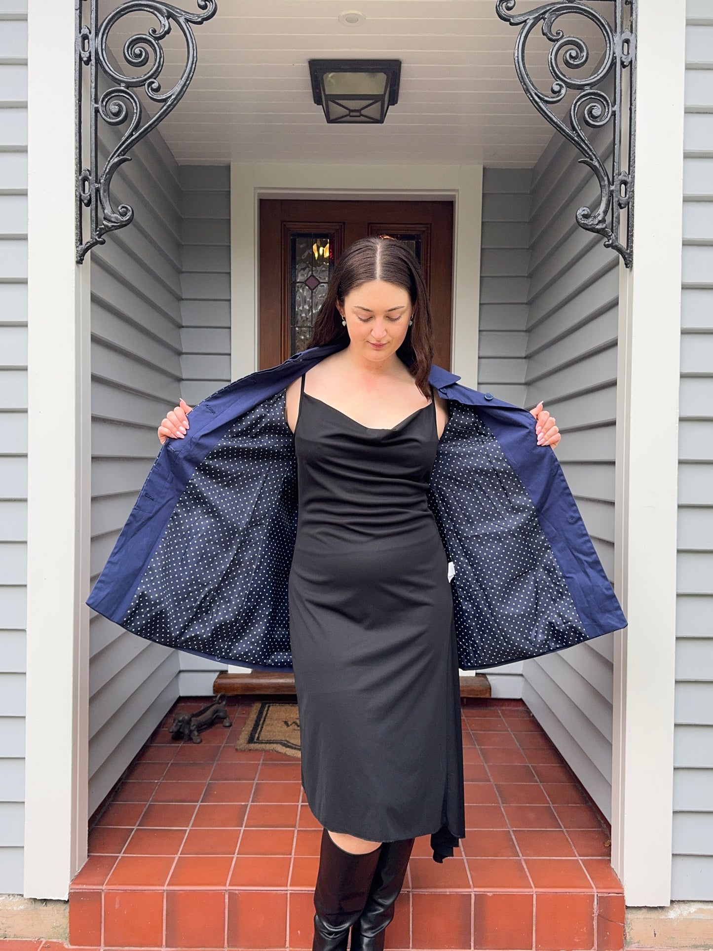 Navy Blue Trenchcoat | Size 14