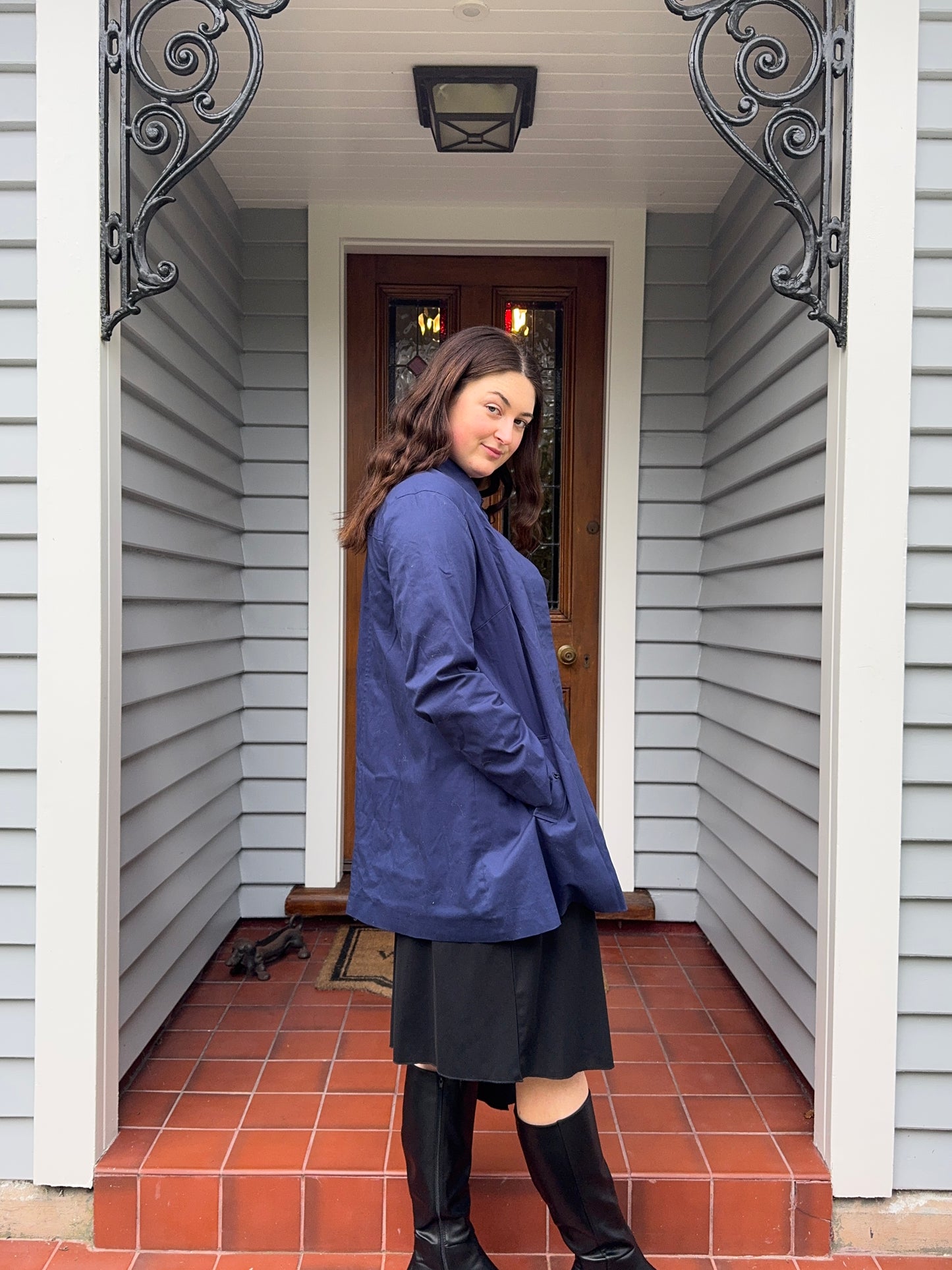 Navy Blue Trenchcoat | Size 14