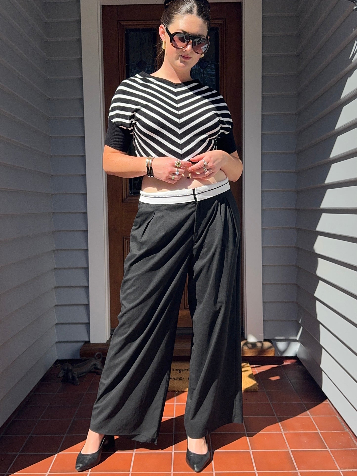 Exposed Waist-Style Pants | Size 14