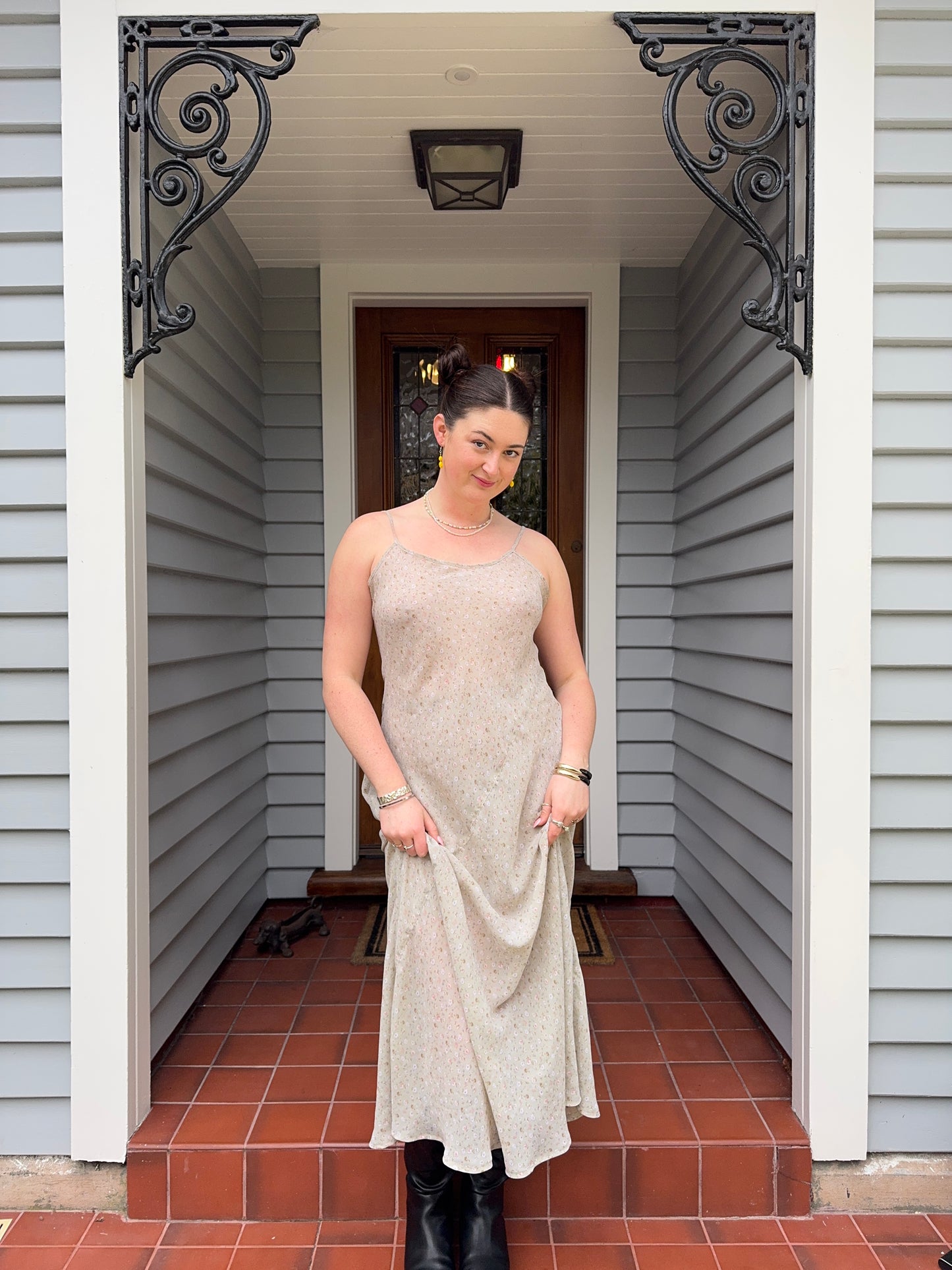 Sheer Floral Maxi Dress | Size Medium
