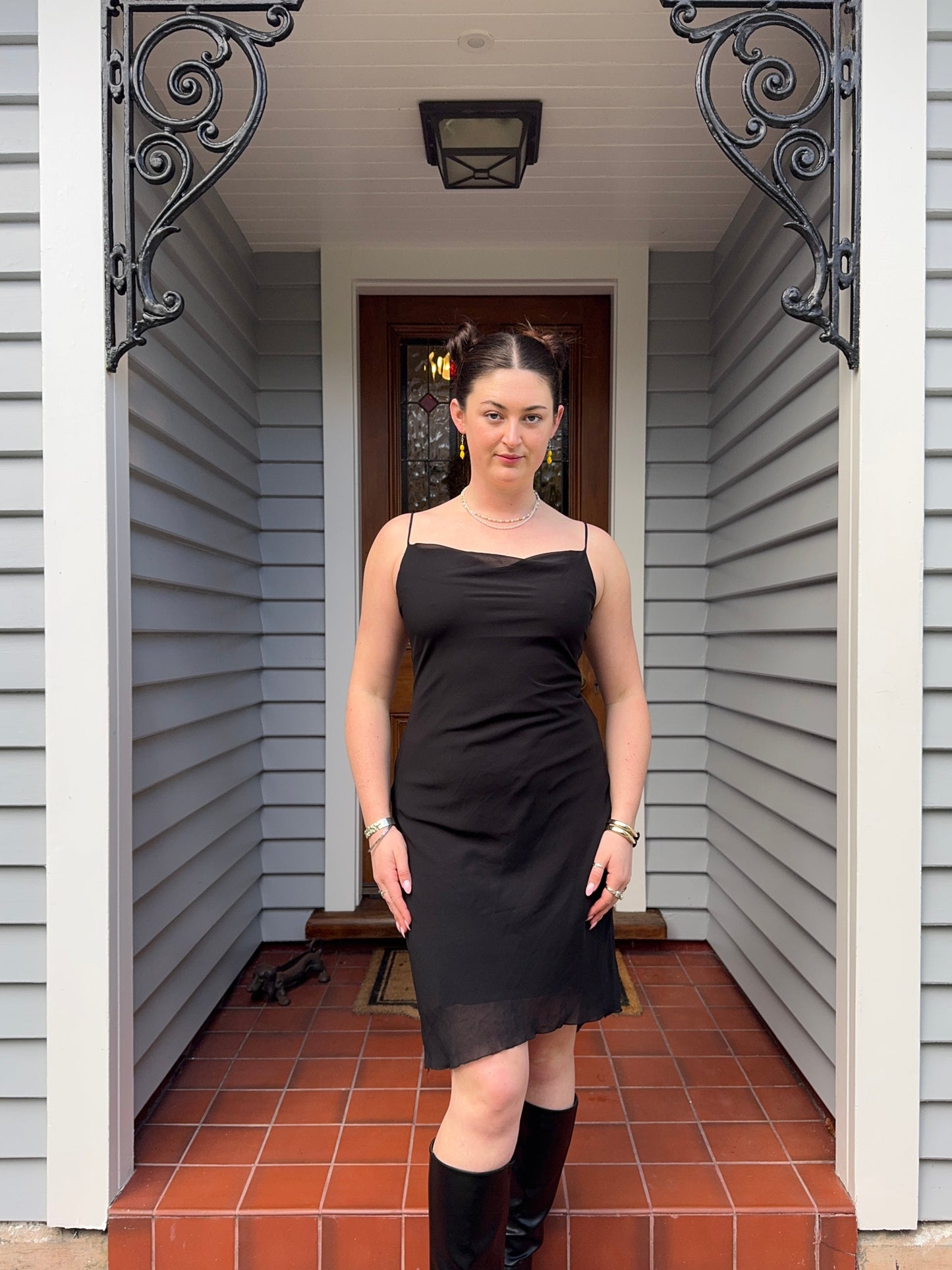 Vintage Black Midi Dress | Size 10