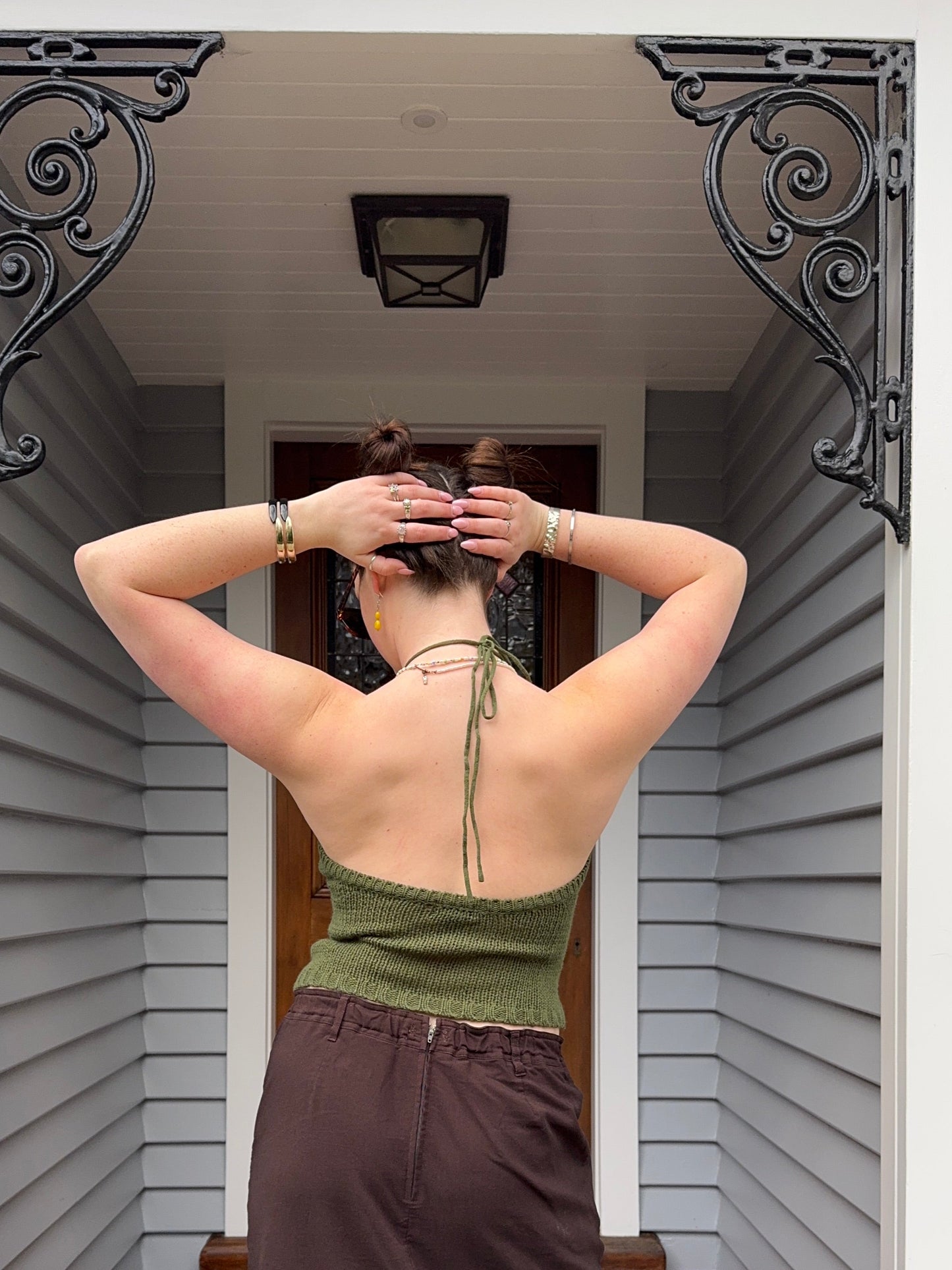 Green Crochet Halter Top | Size M