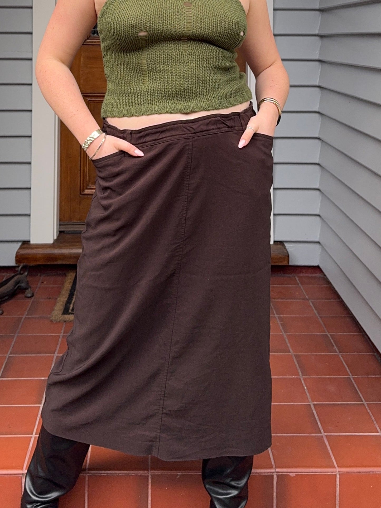 Brown Midi Skirt | Size 14-16