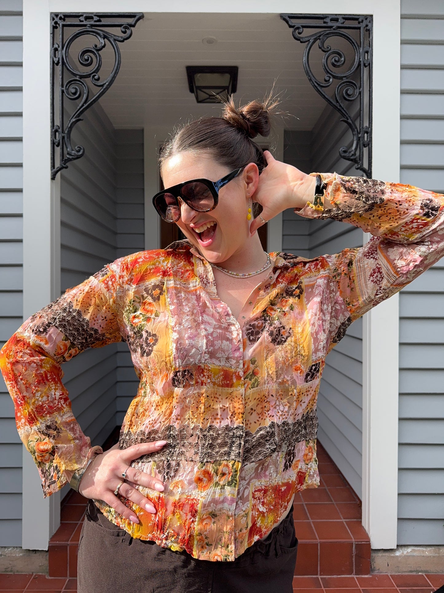 Colourful Sheer Blouse | Size 12-14