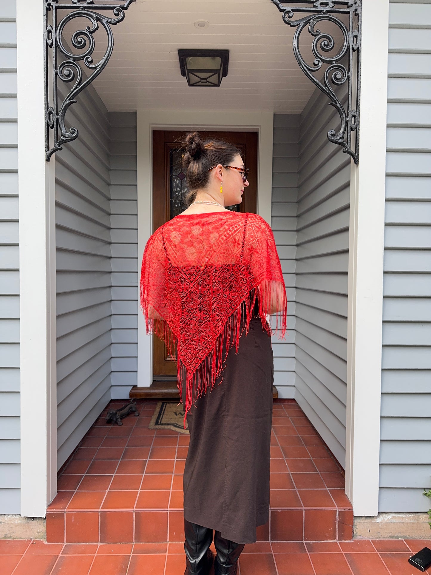 Red Sheer Poncho | OSFM
