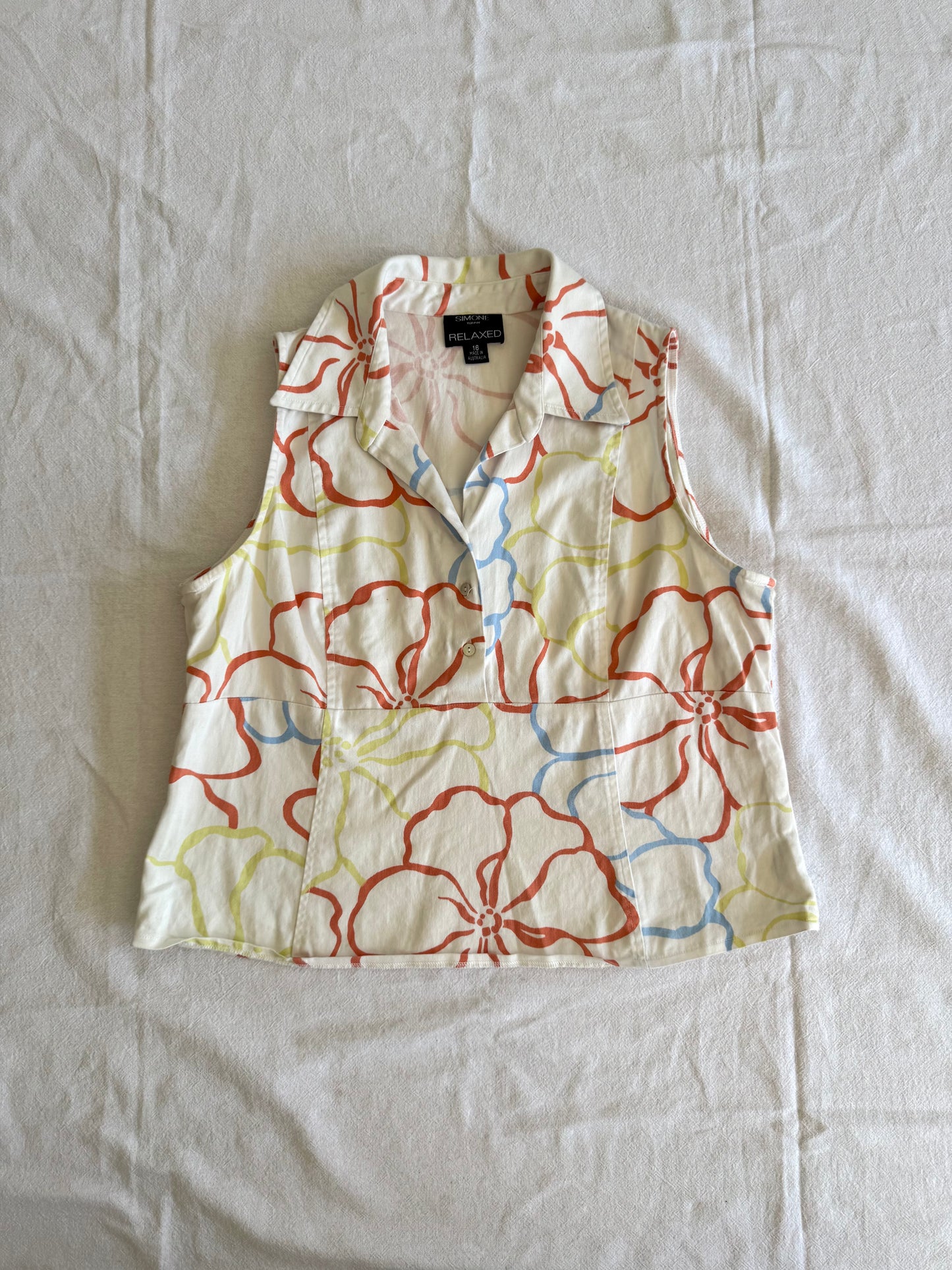 Flower Button-Up Blouse | Size 16