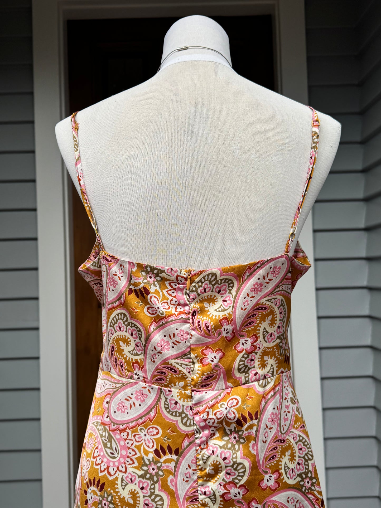 Patterned Cut-Out Midi Dress | Size 12-14