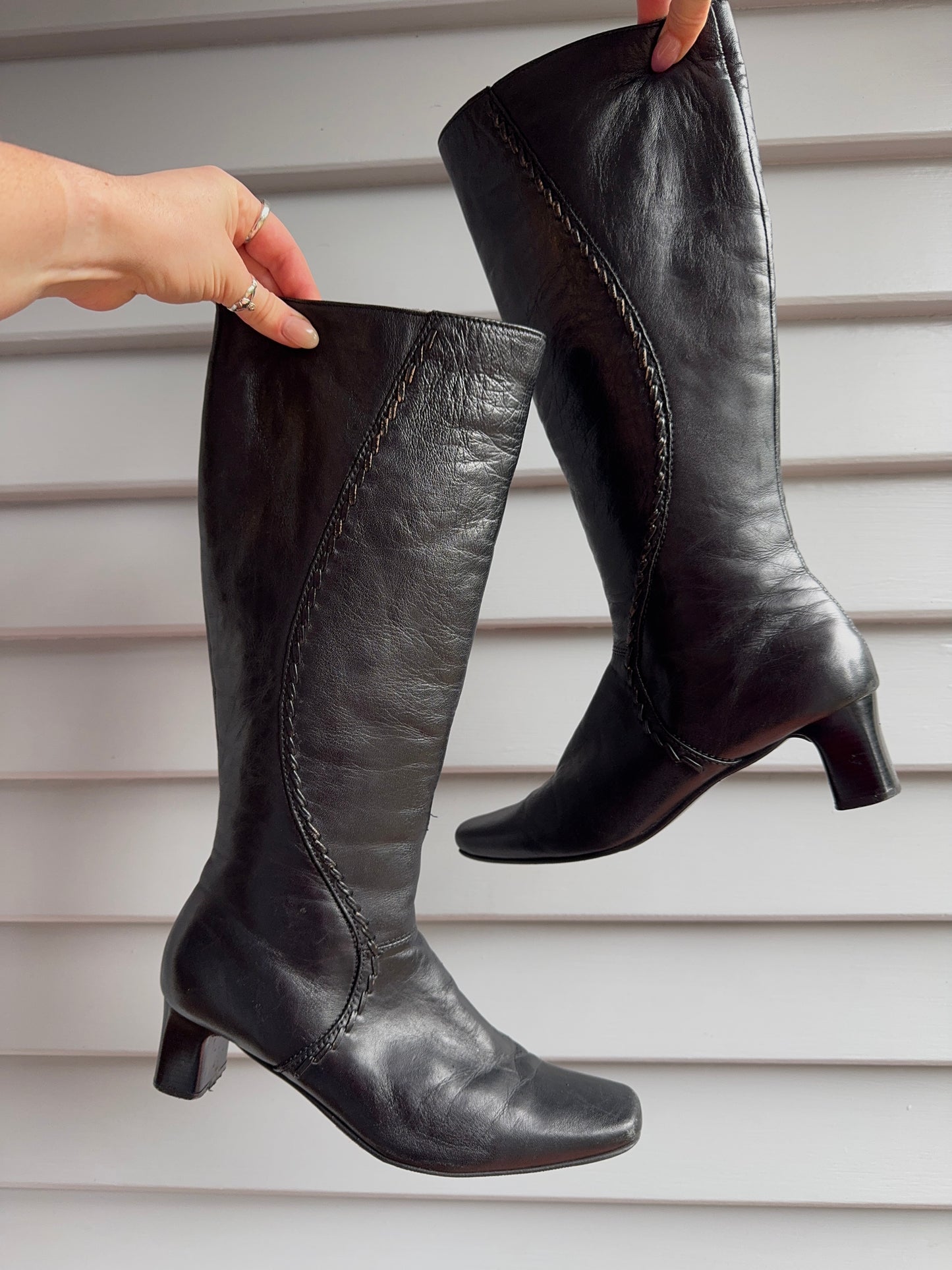 Knee High Leather Boots | Size 8