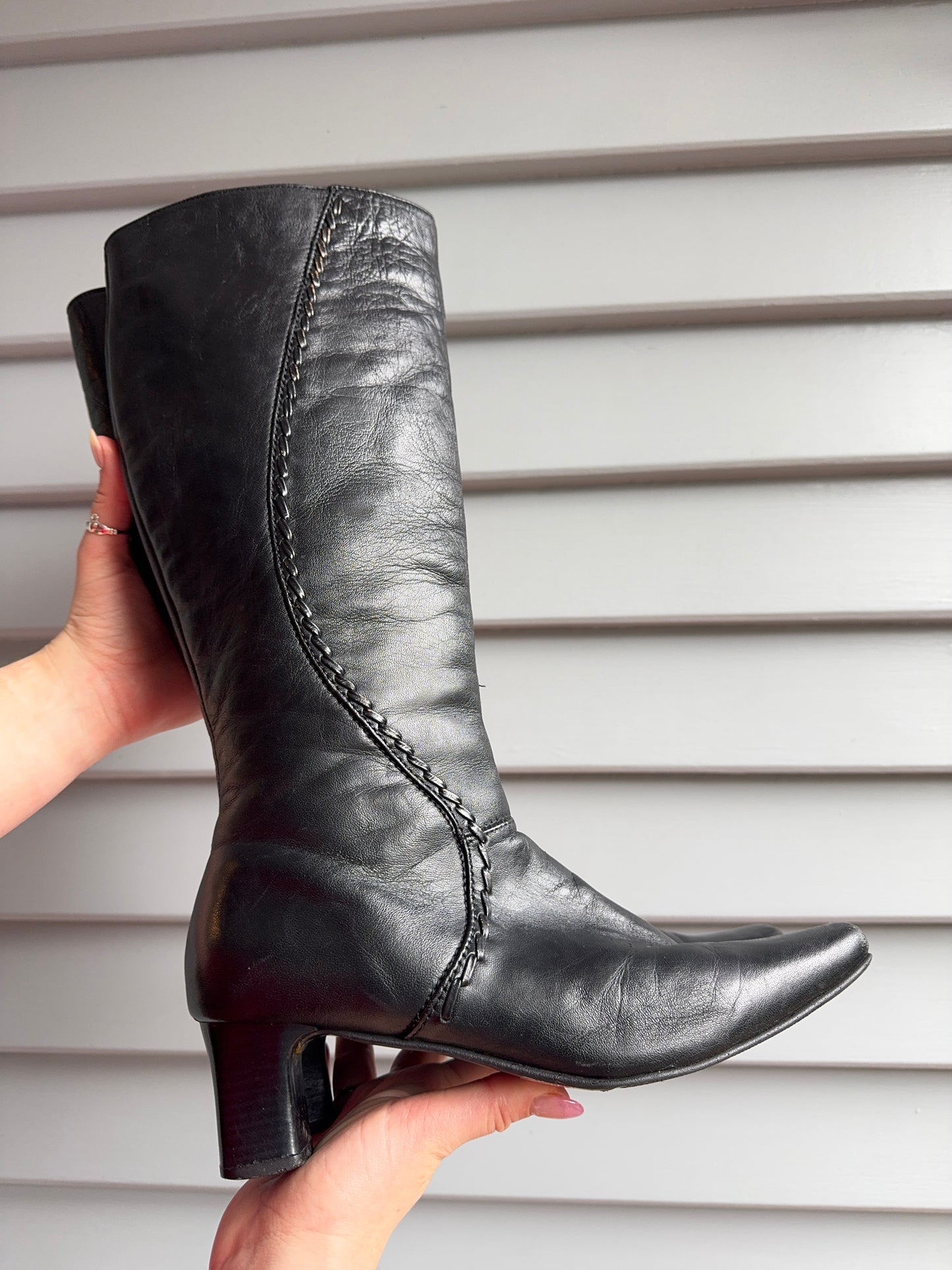Knee High Leather Boots | Size 8