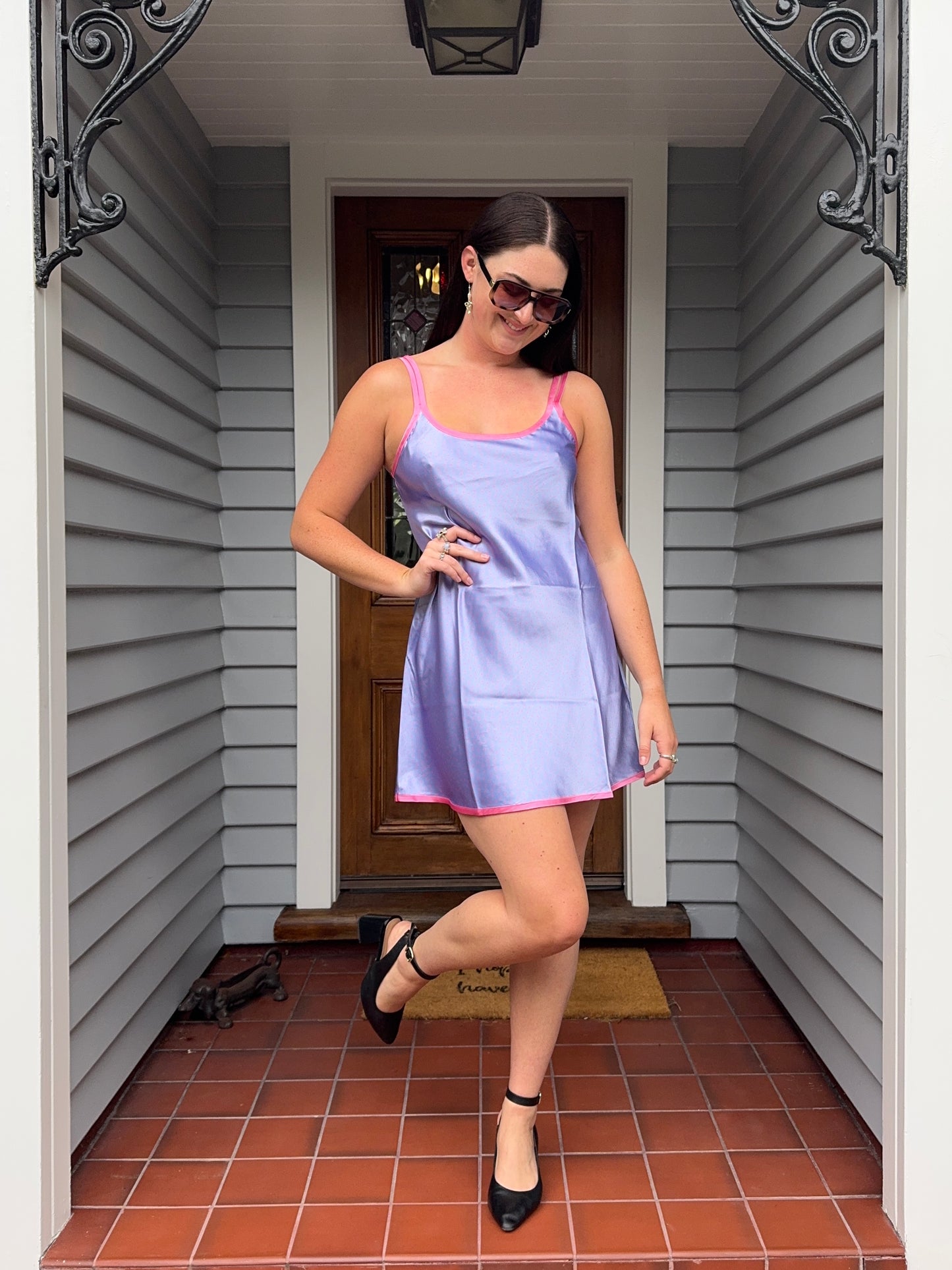 Pink & Purple Polka Dot Slip Dress | Size Small