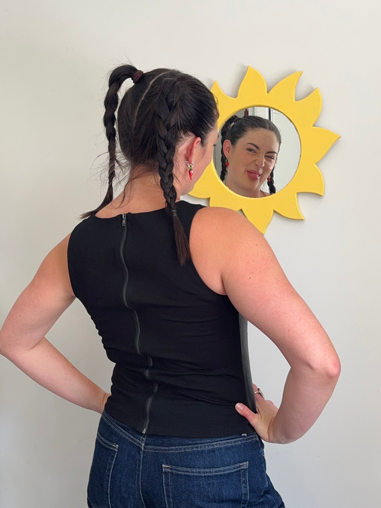 Leather Zip-Up Top | Size 10