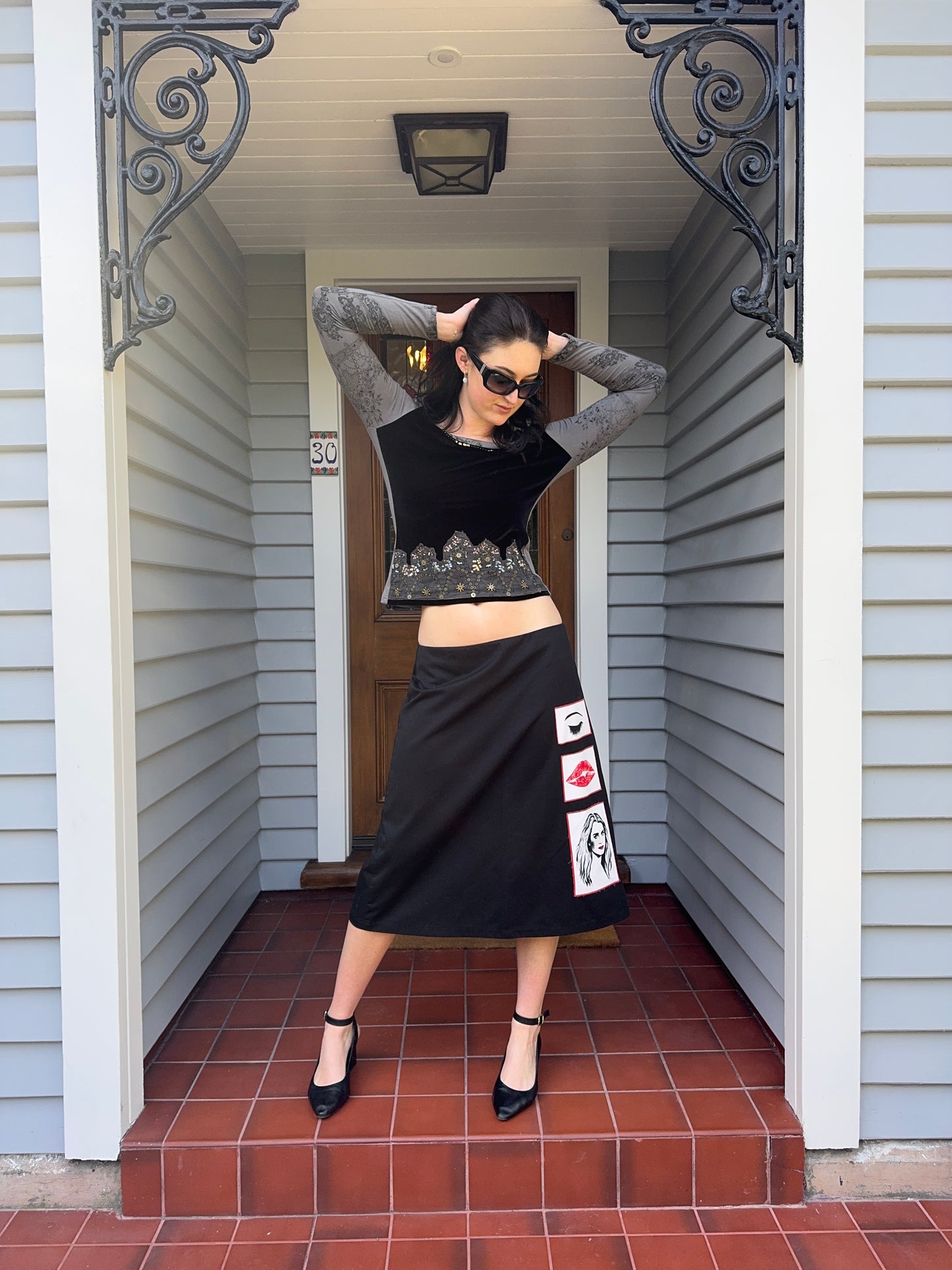 Handmade Patchwork Midi Skirt | Size 12-14