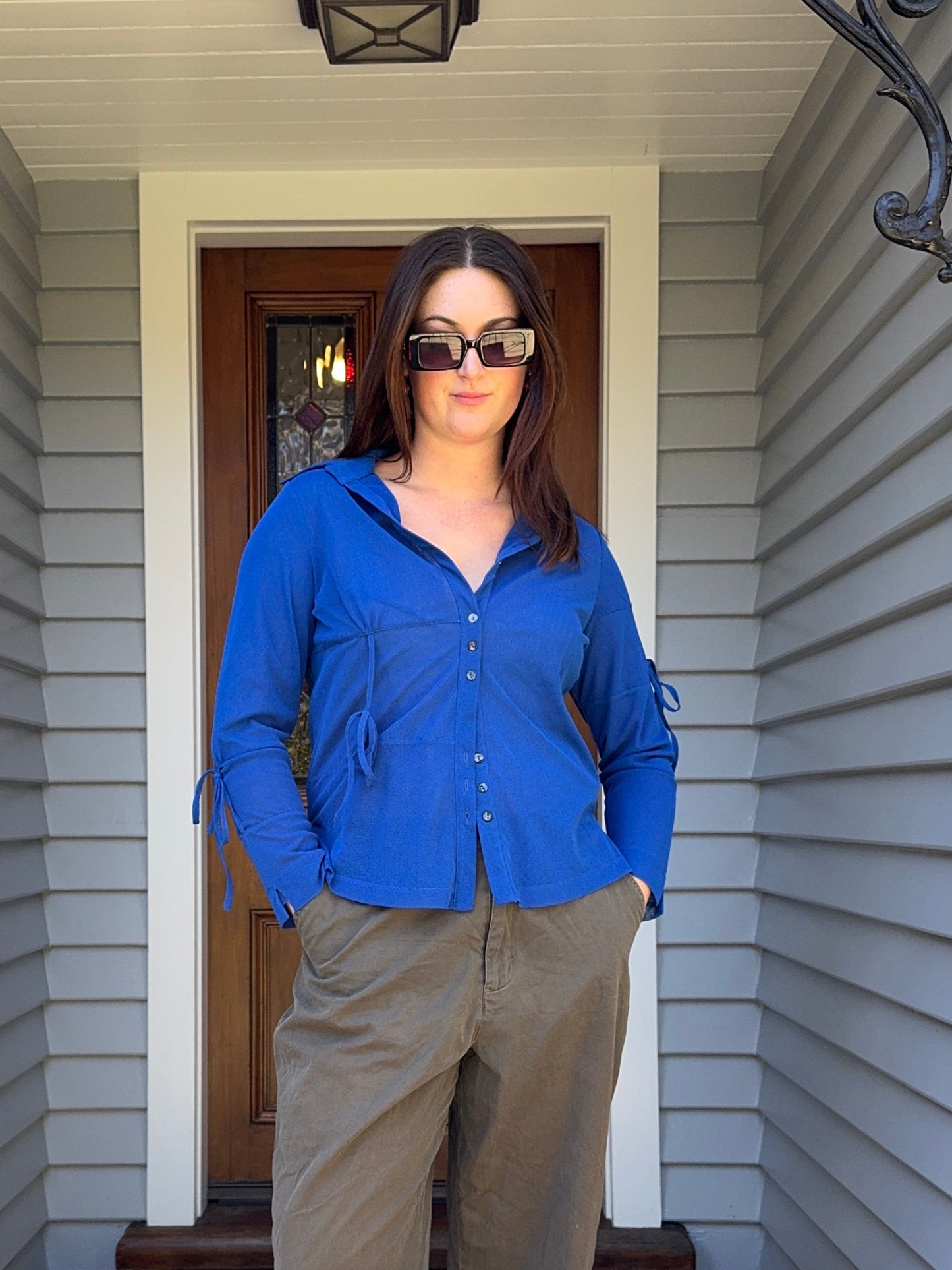 Blue Tie-Up Blouse | Size S