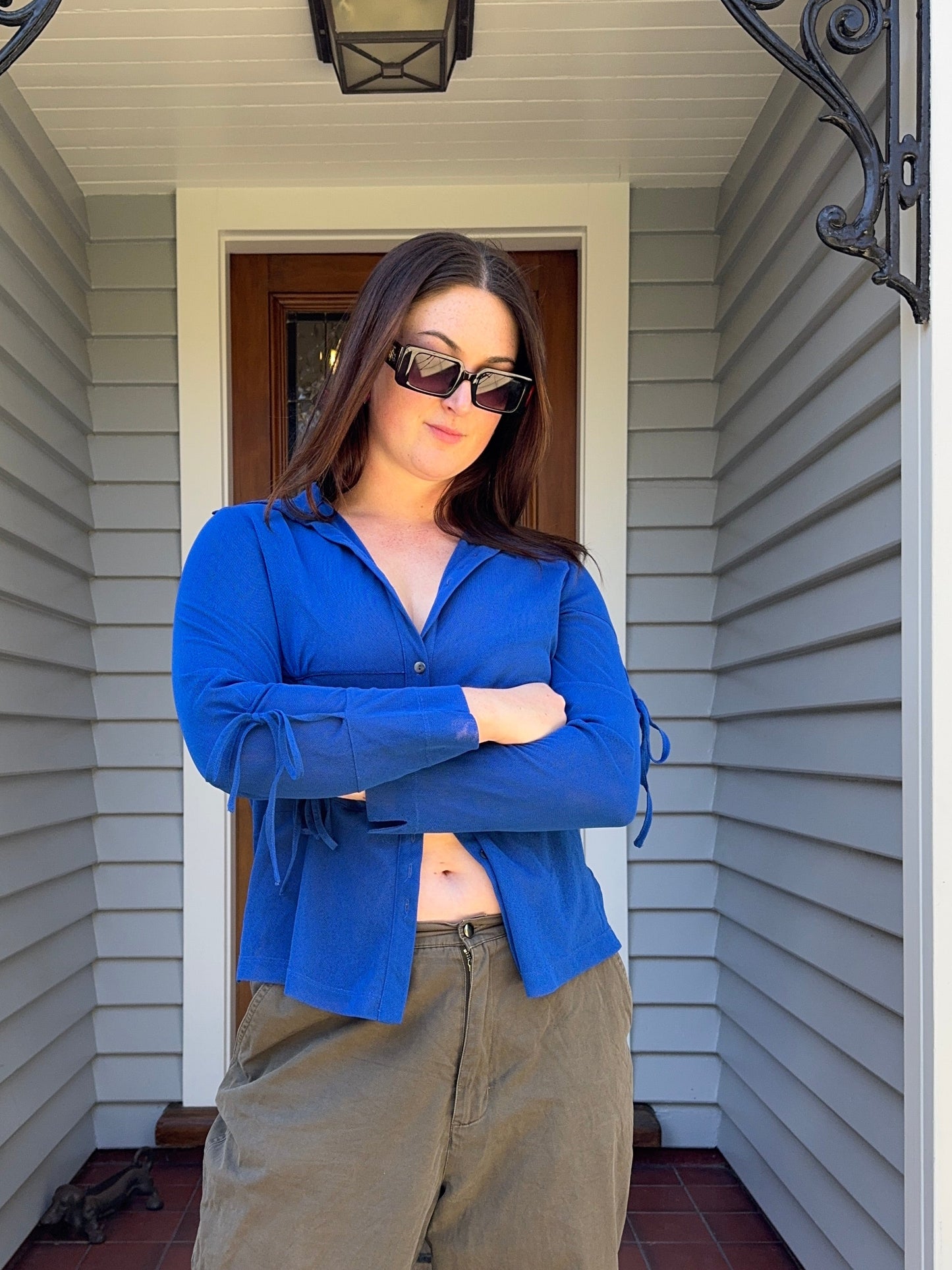 Blue Tie-Up Blouse | Size S