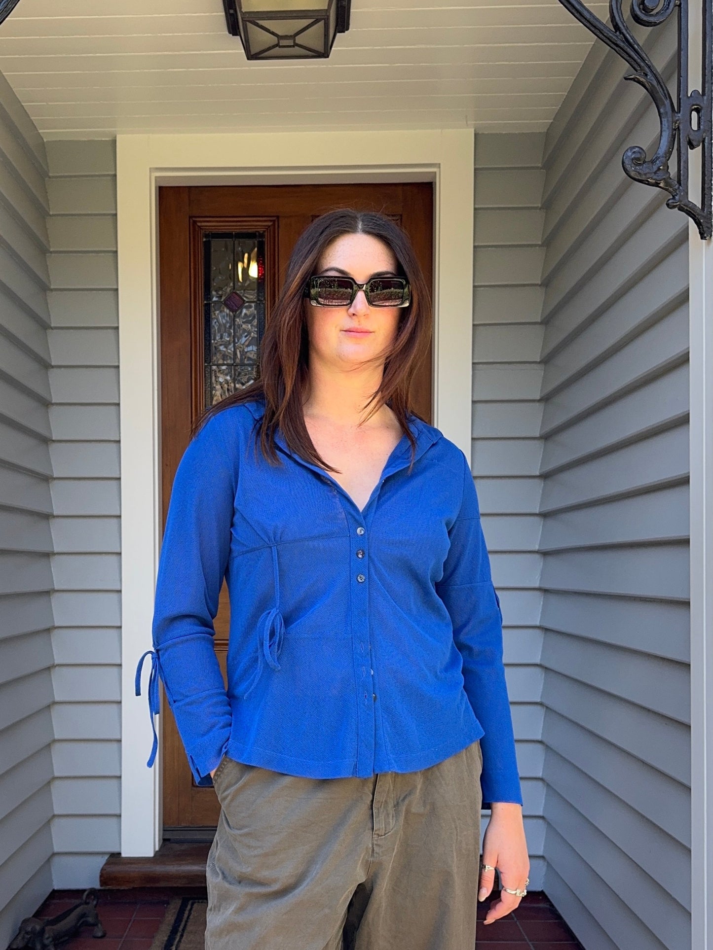 Blue Tie-Up Blouse | Size S