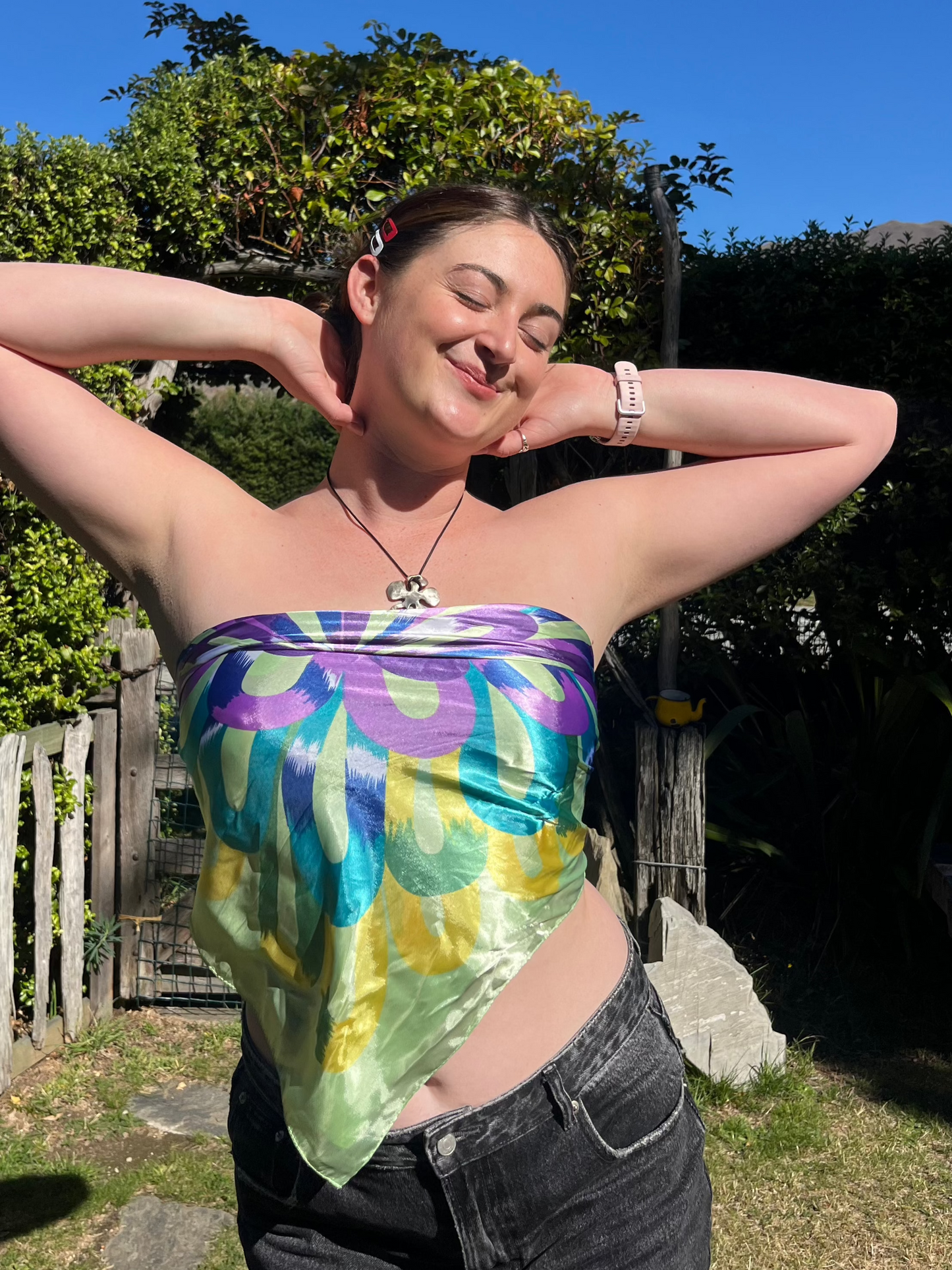 Multi-Colour Silky Scarf Top