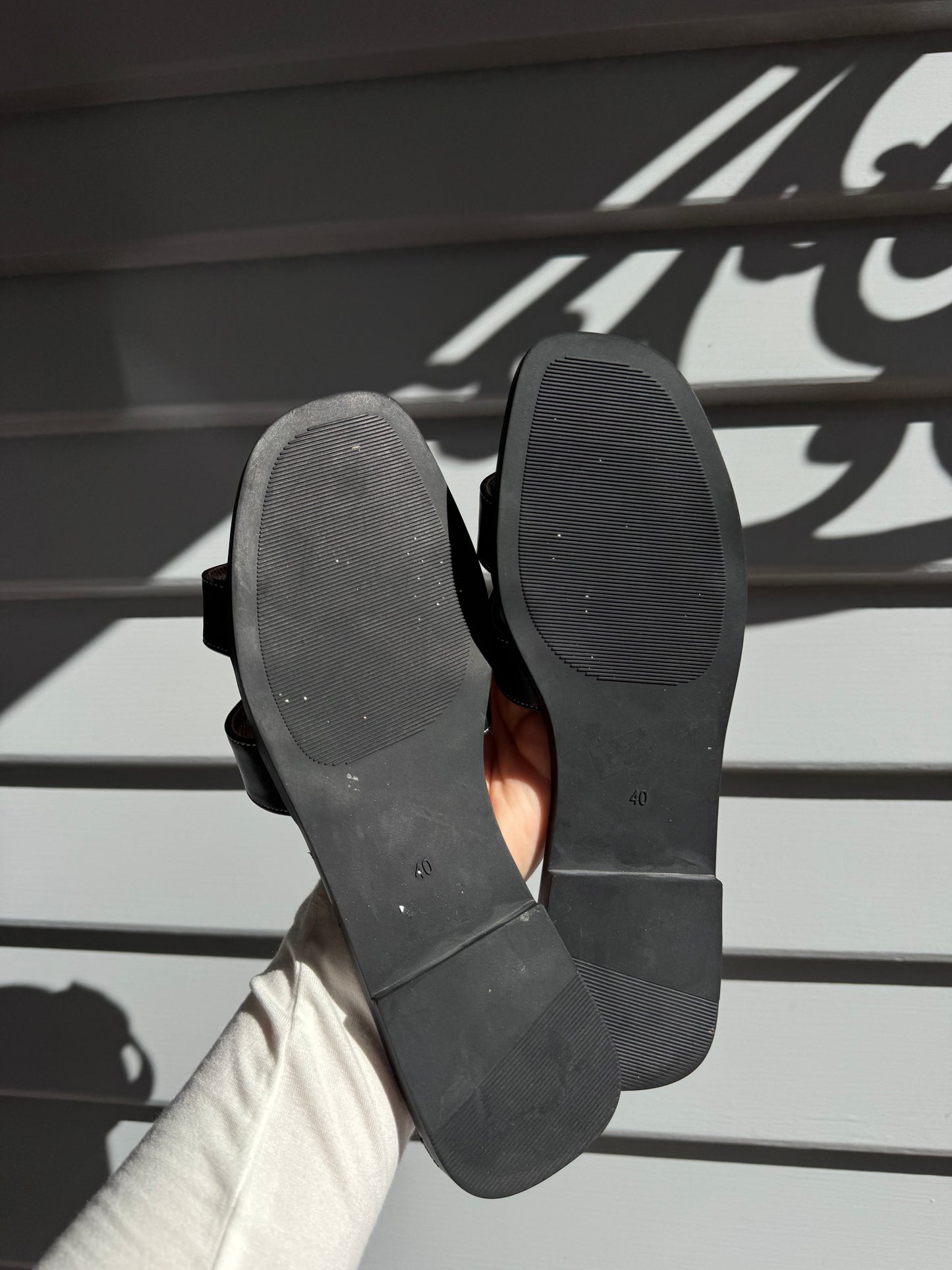 Black Slip-On Sandals | Size 40