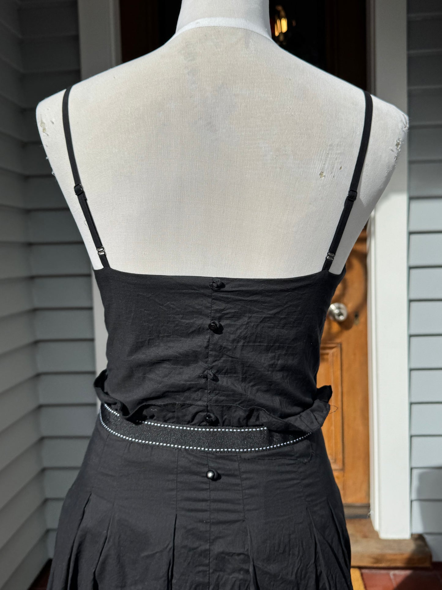 Vintage Black Babydoll Midi Dress | Size S