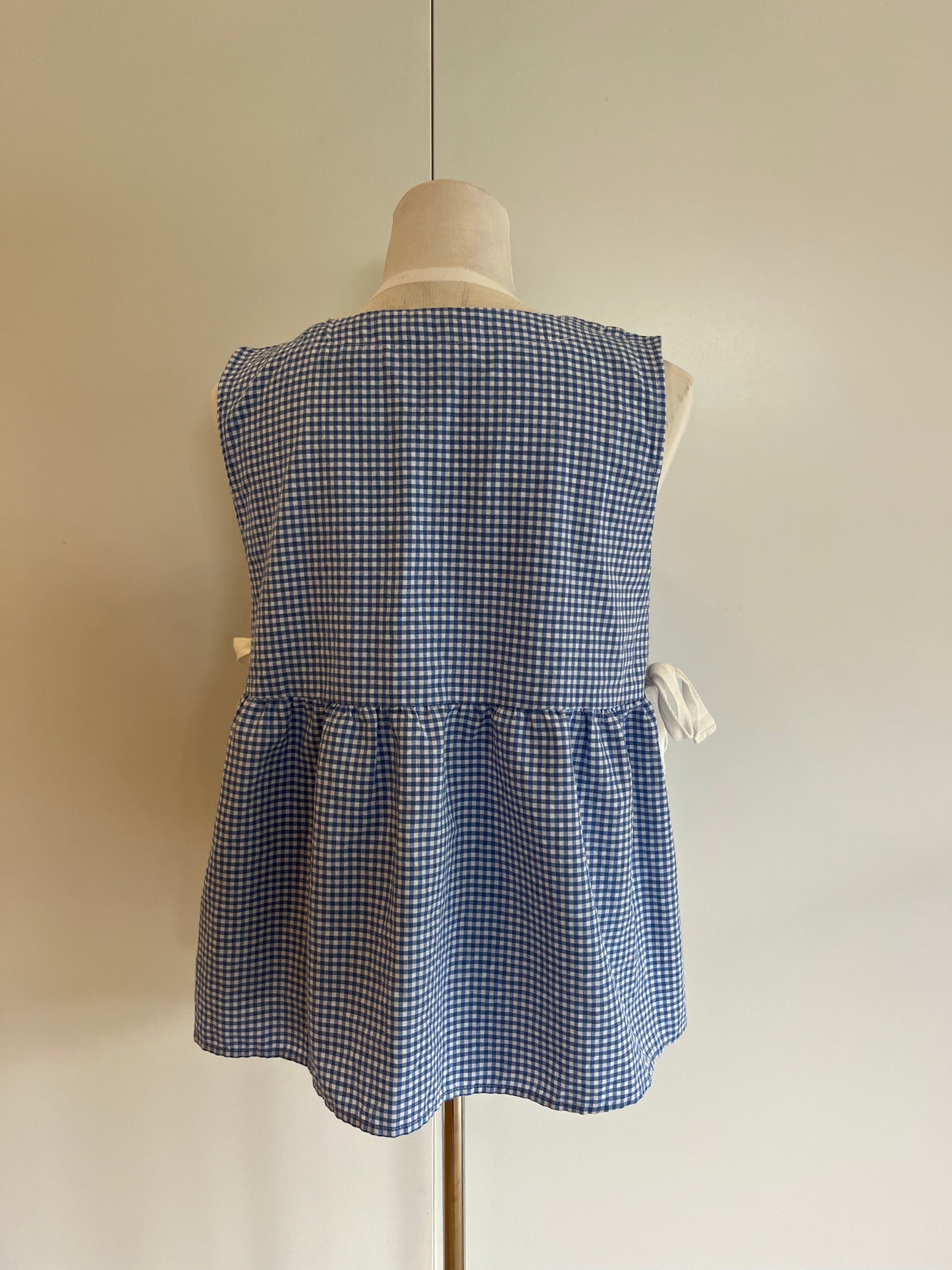 Blue Checkered Singlet with Bow Details | Size S-M