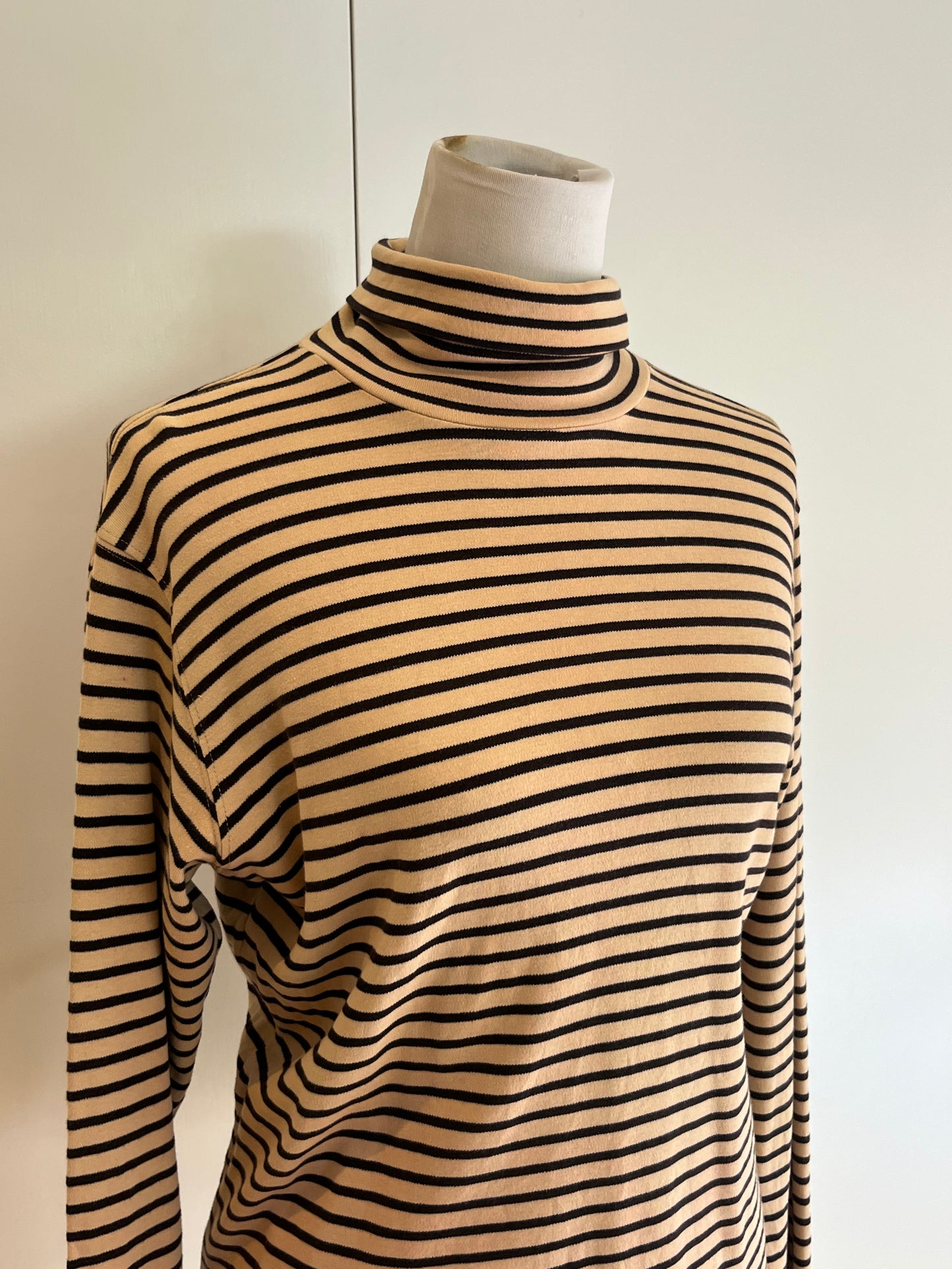 Cotton Striped Turtleneck | Size L