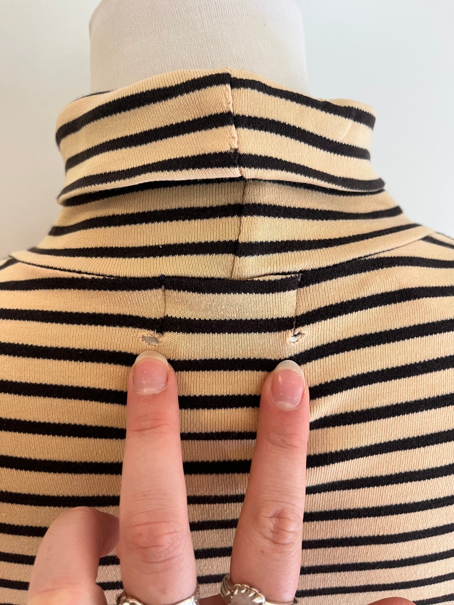 Cotton Striped Turtleneck | Size L