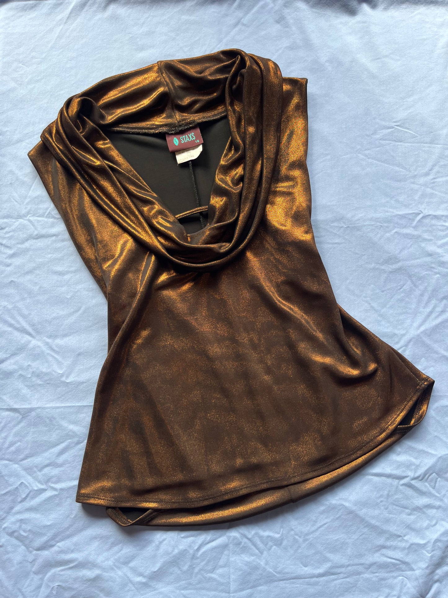 STAX Copper Cowl-neck top | Size 12