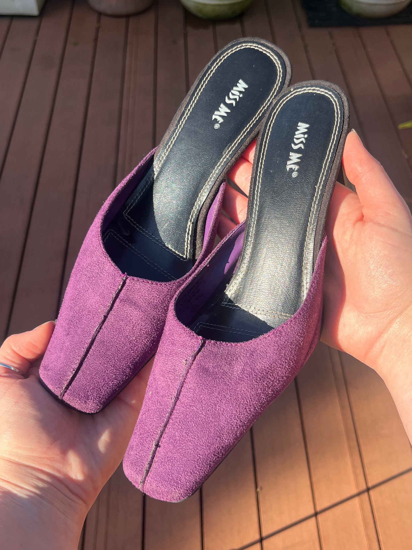 Purple Suede Kitten Heels