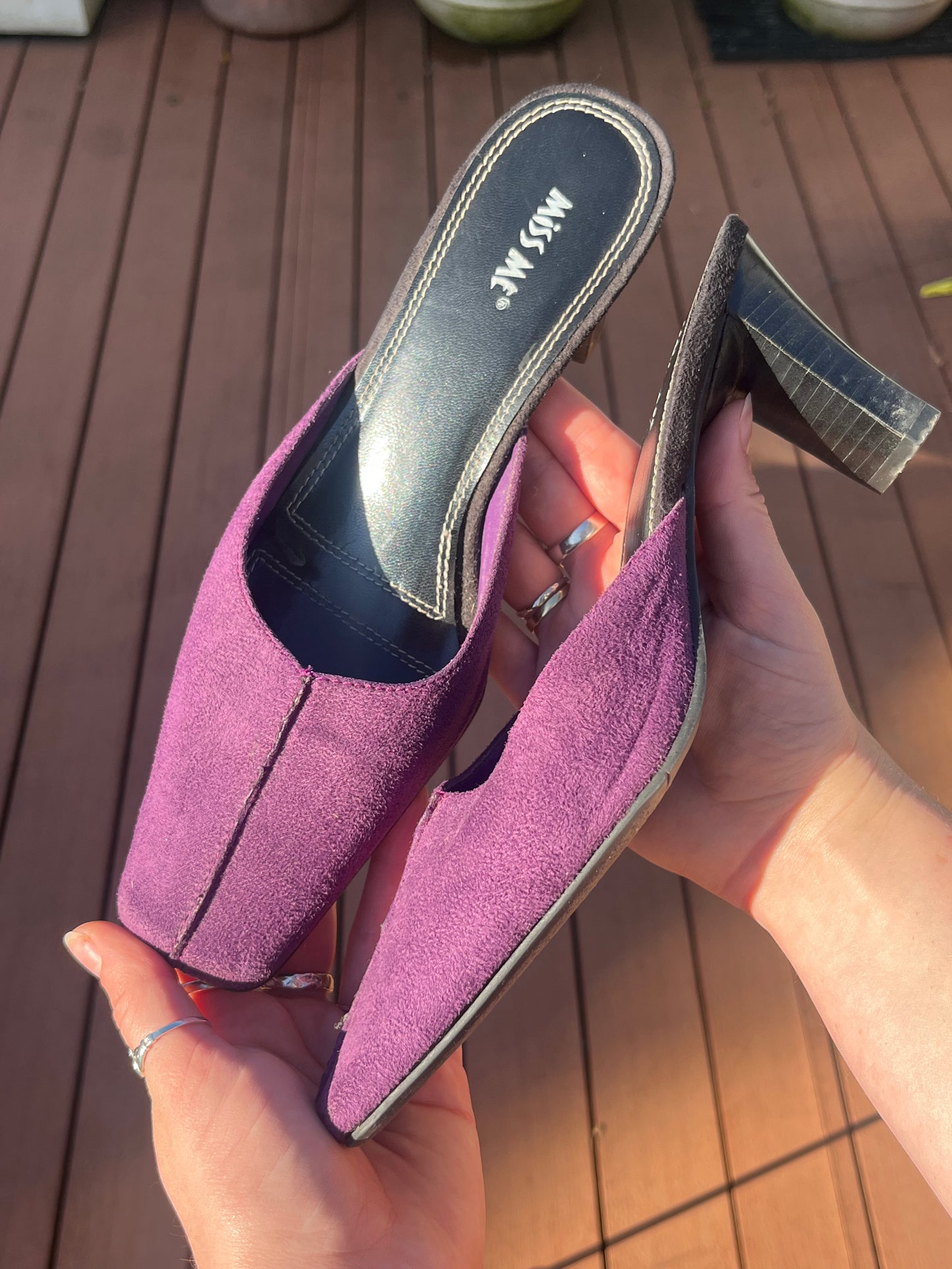 Purple Suede Kitten Heels