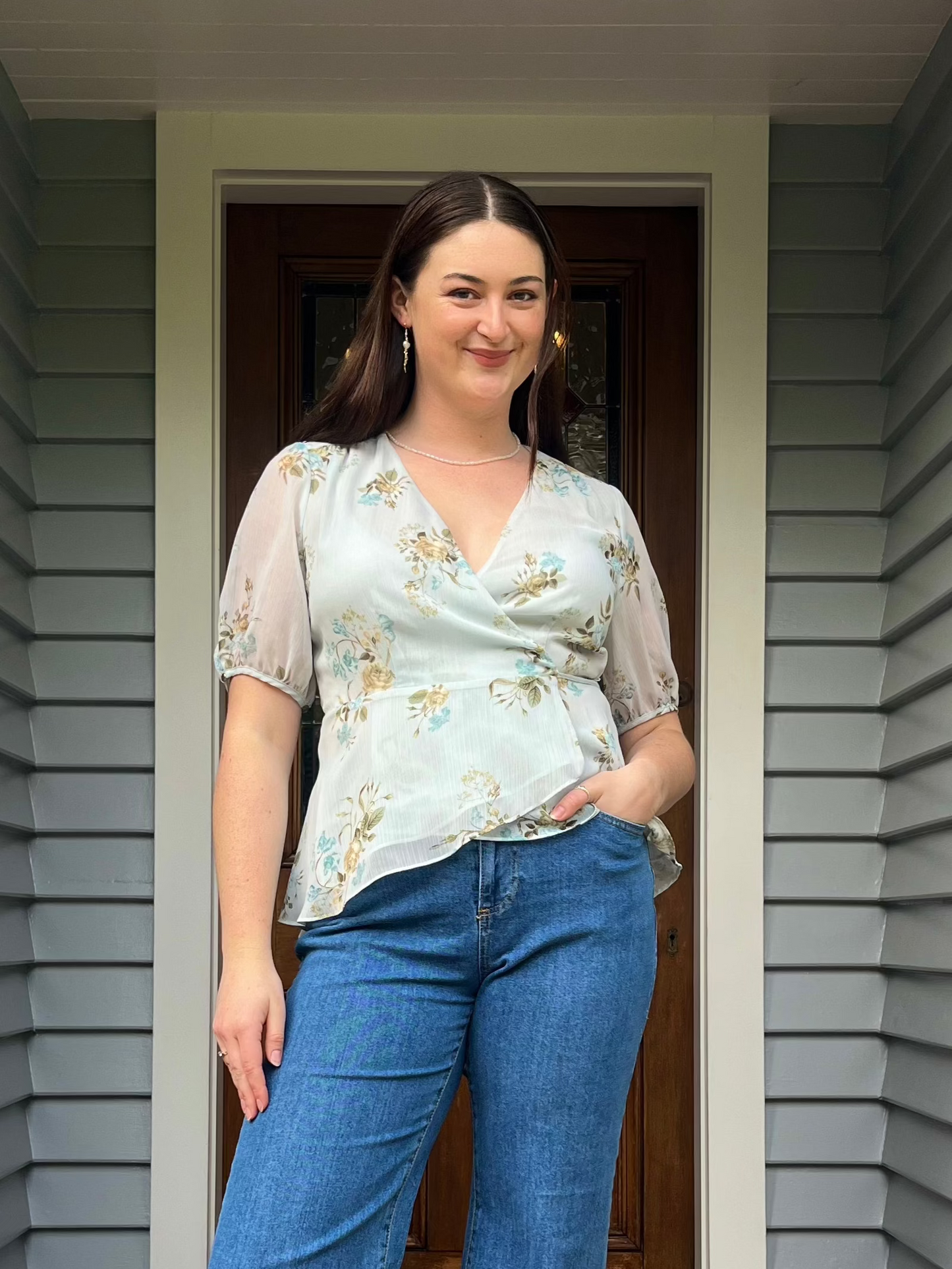 Floral Wrap-Up Blouse | Size 10-12