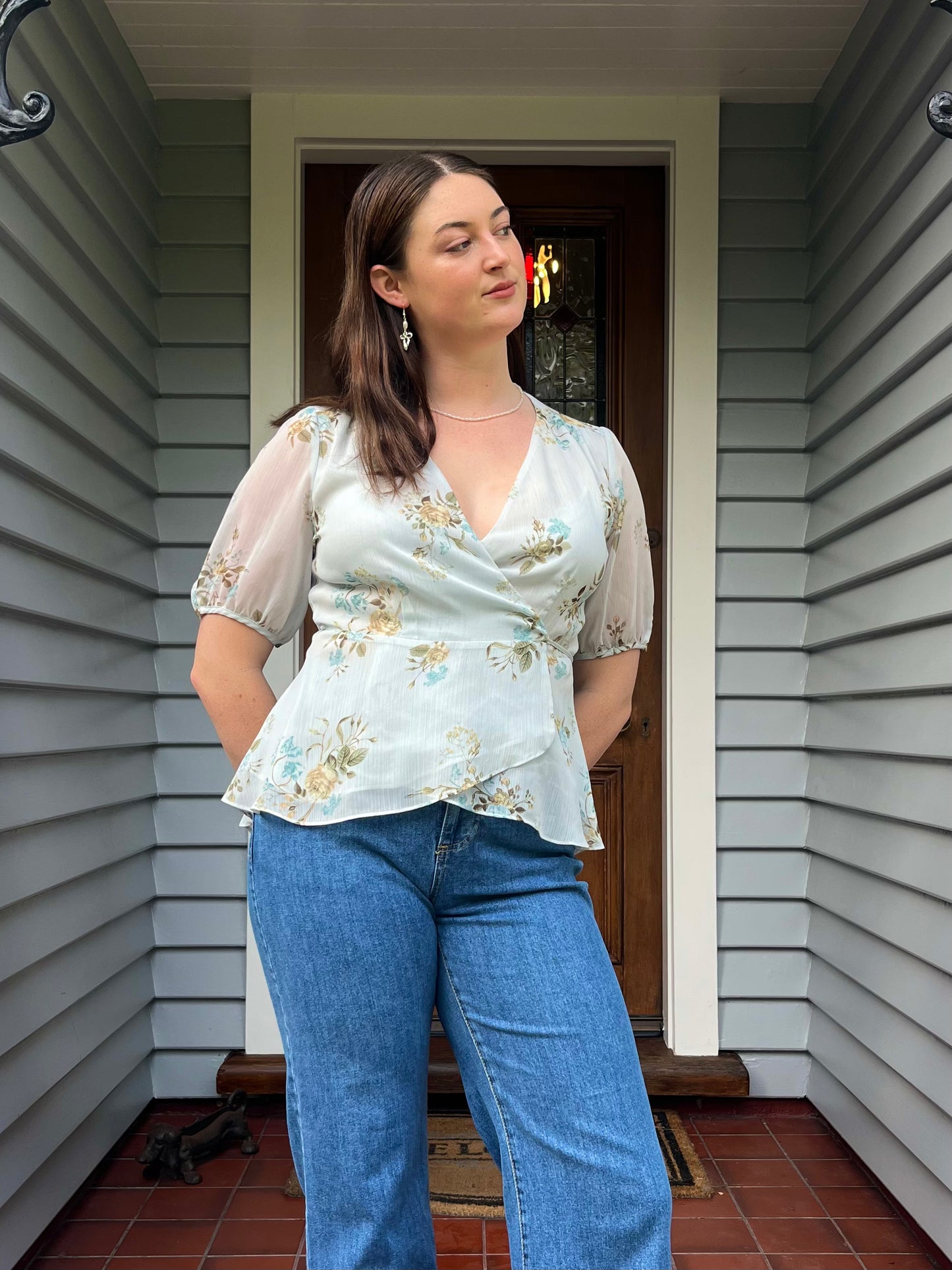 Floral Wrap-Up Blouse | Size 10-12