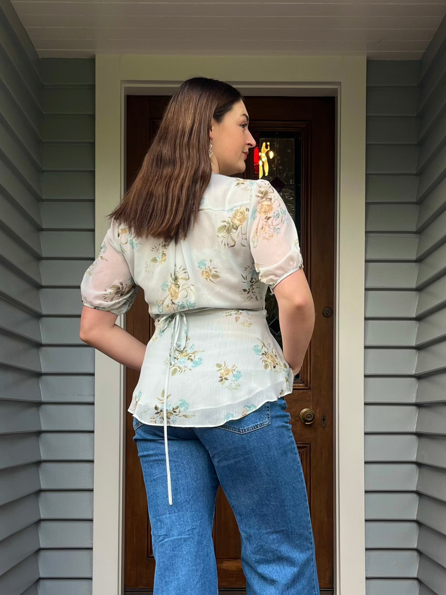 Floral Wrap-Up Blouse | Size 10-12