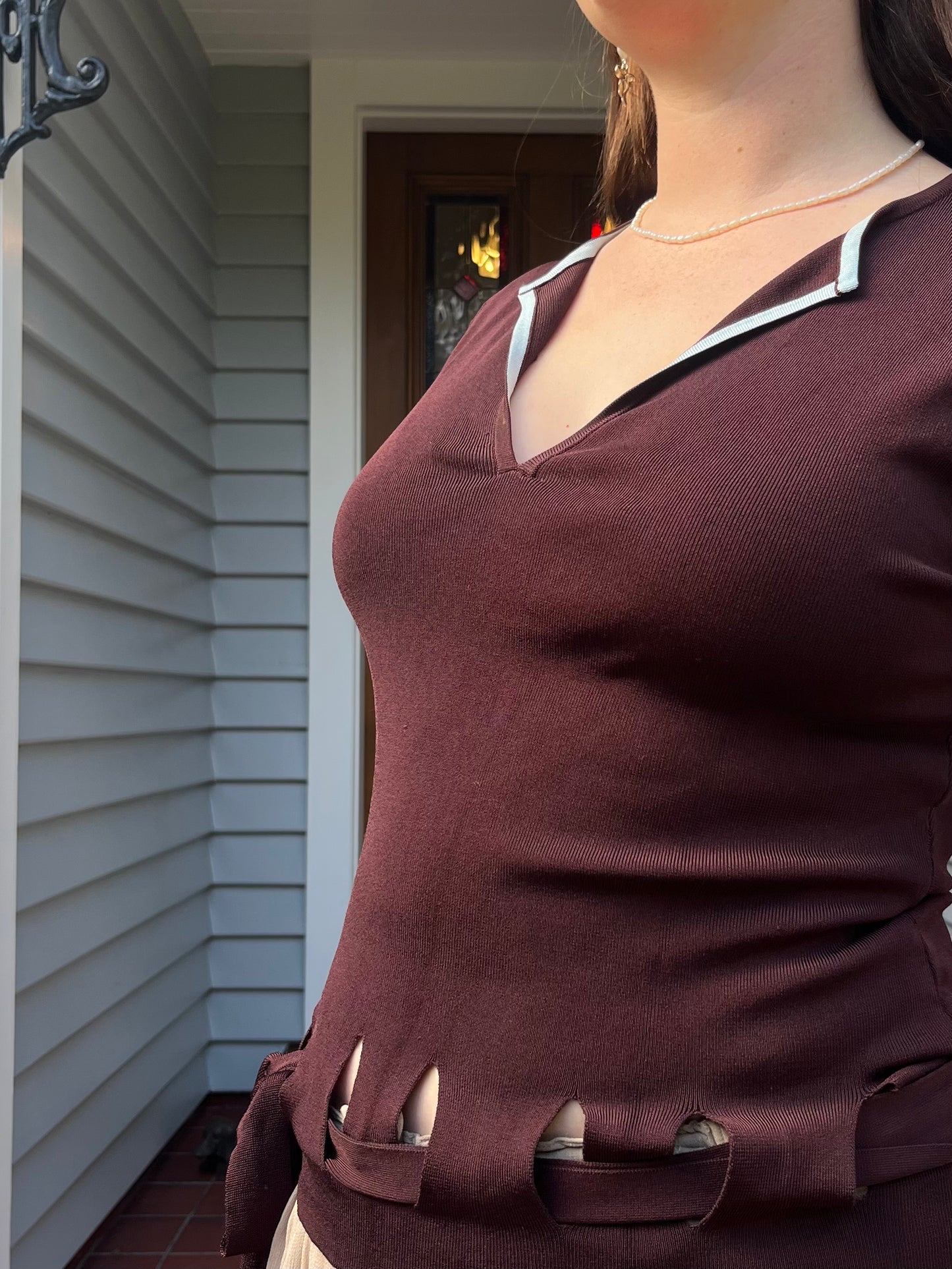 Brown & Blue Singlet Top | Size L