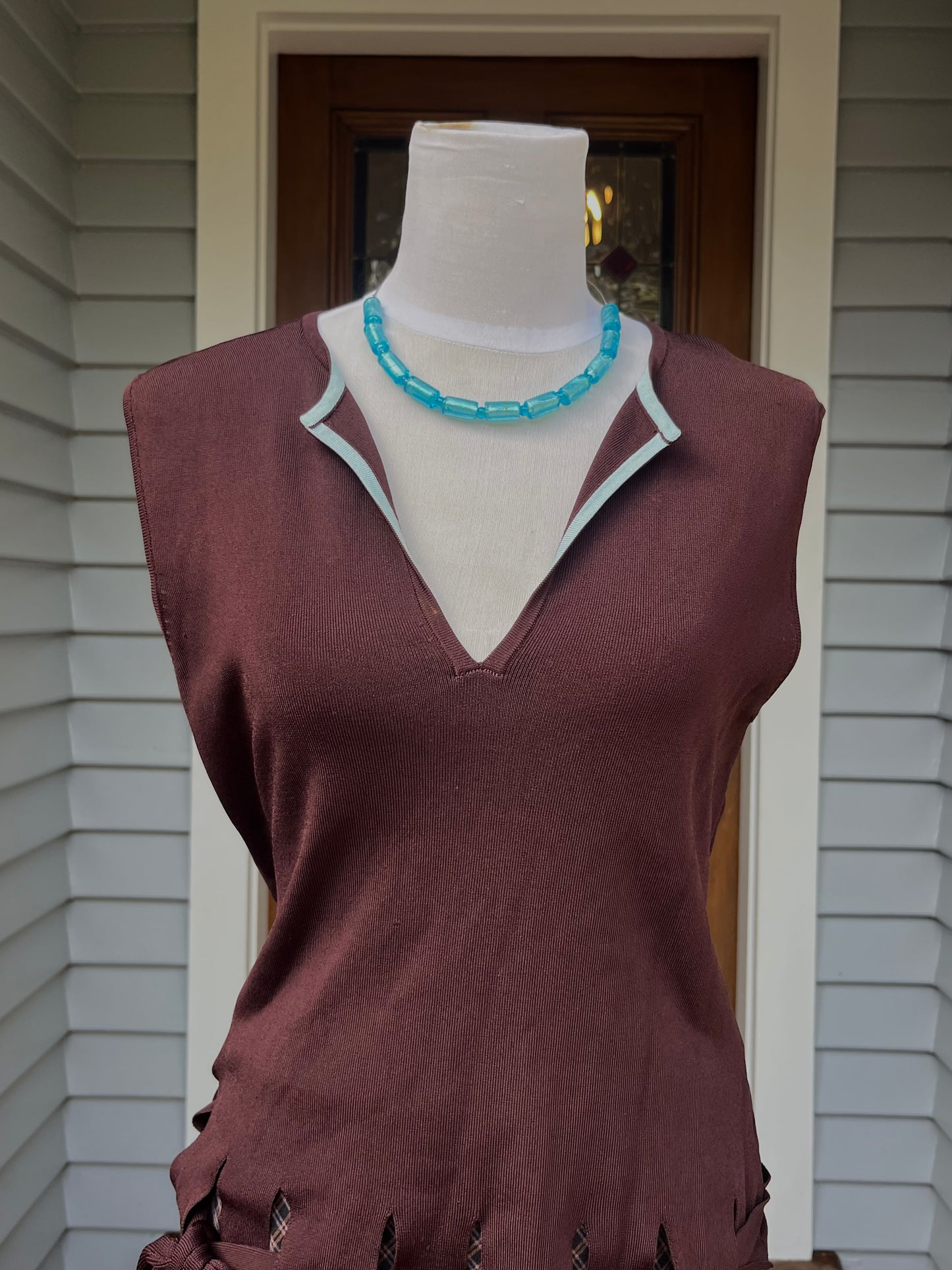 Brown & Blue Singlet Top | Size L