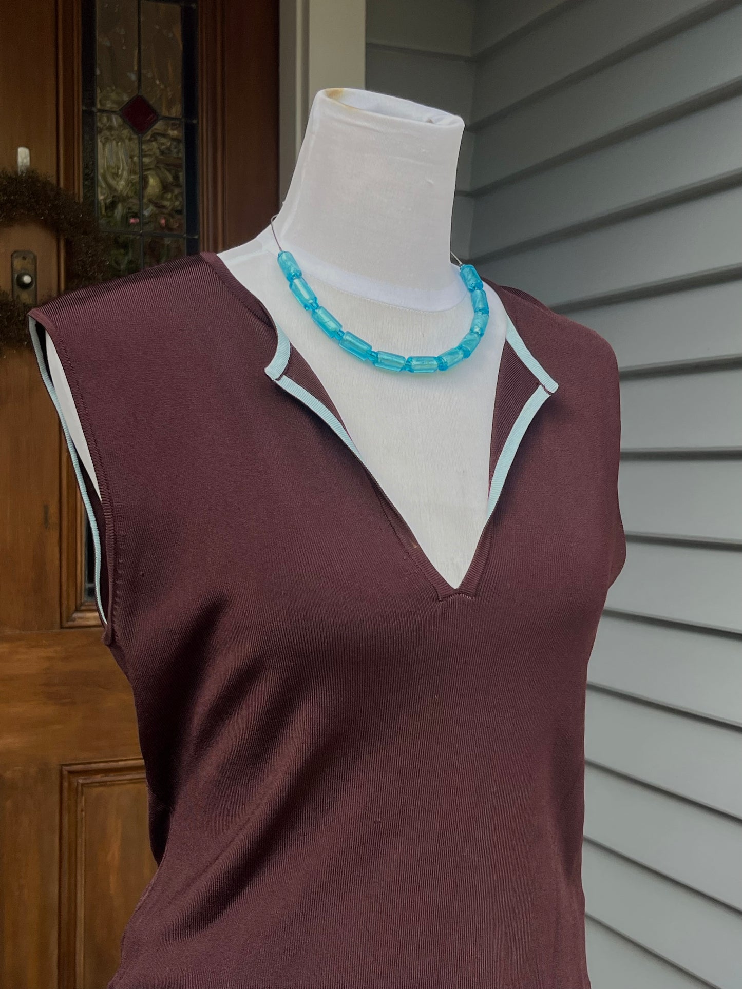 Brown & Blue Singlet Top | Size L