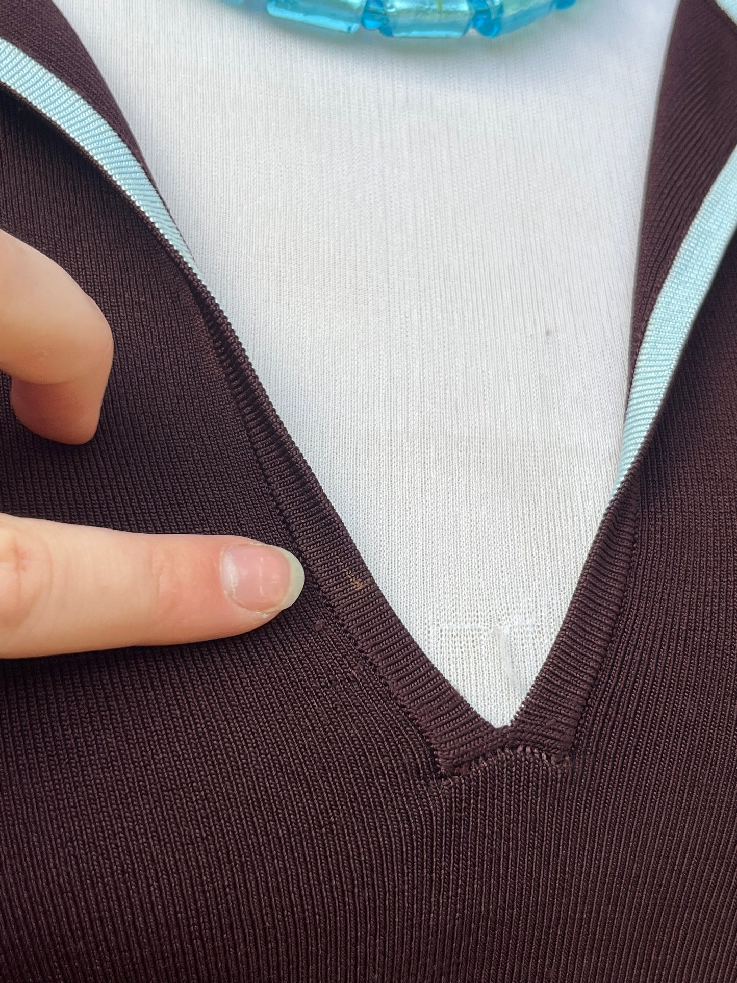 Brown & Blue Singlet Top | Size L
