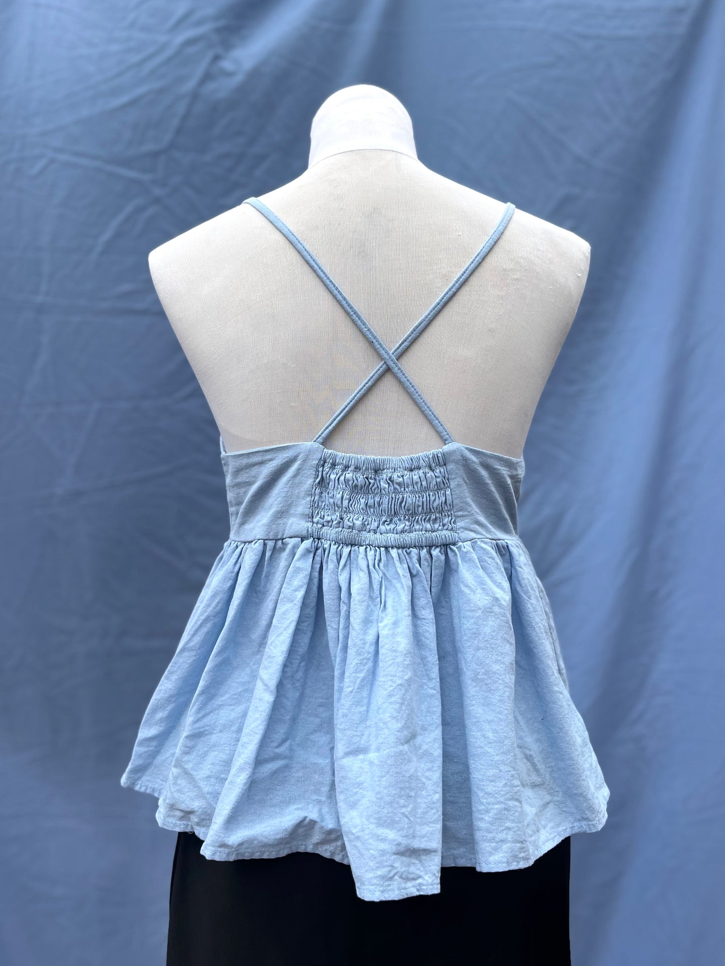 Blue Cross-Back Blouse | Size 8-10